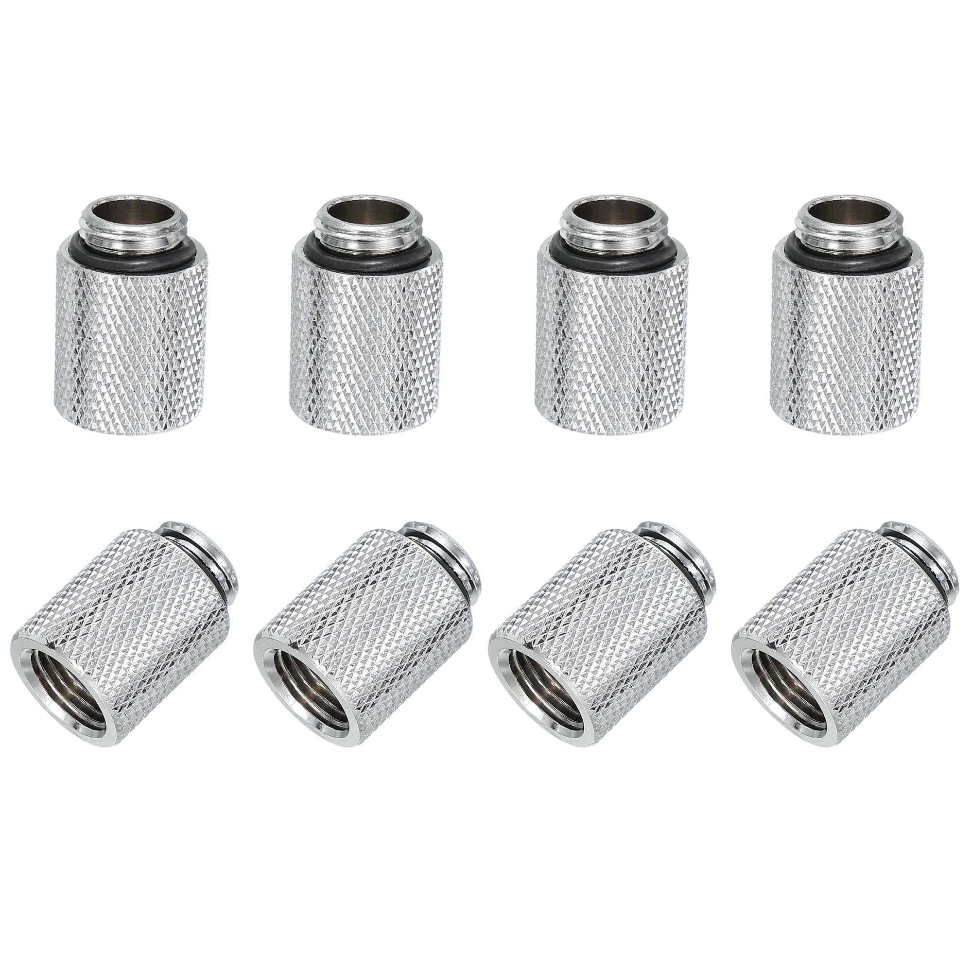 Muiltvoe Male to Female Extender Fitting G1/4 x 20mm for PC Water Cooling System Silver 8pcs