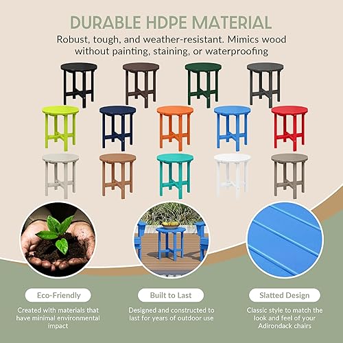 Vista 202 de WestinTrends Dylan Adirondack - Mesa auxiliar redonda para exteriores, color negro