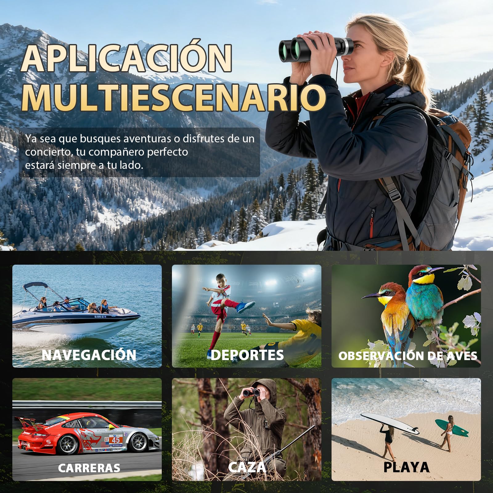 Prismáticos 12x42 Profesionales – Binoculares Pequeños y Potentes, BAK-4 FMC Alta Definición, con Adaptador para Móvil y Trípode, Impermeables y Antiniebla para Observación de Aves y Senderismo | BAK4, FMC, impermeable, a prueba de niebla, de alta potenci