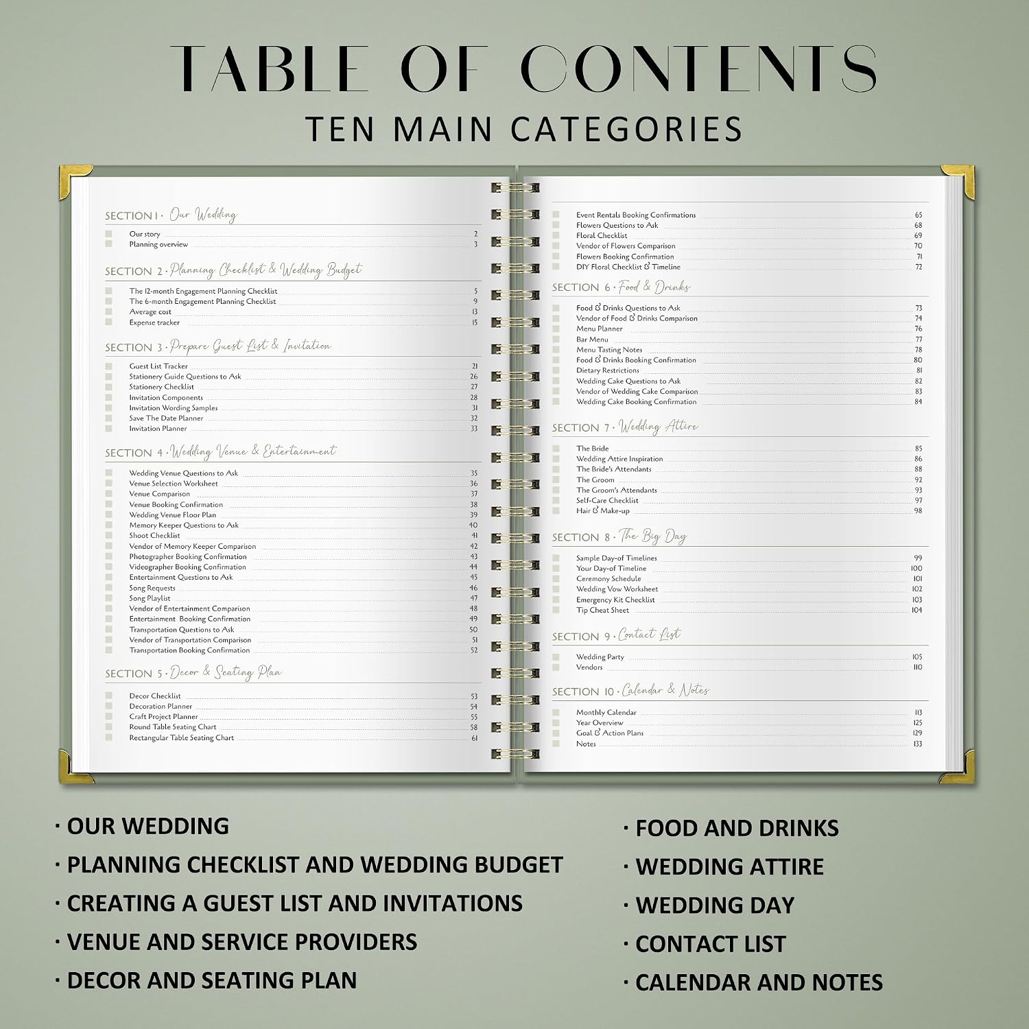 BIROYAL Wedding Planner Book and Organizer A4, with Side Tabs, 120g Paper image 2