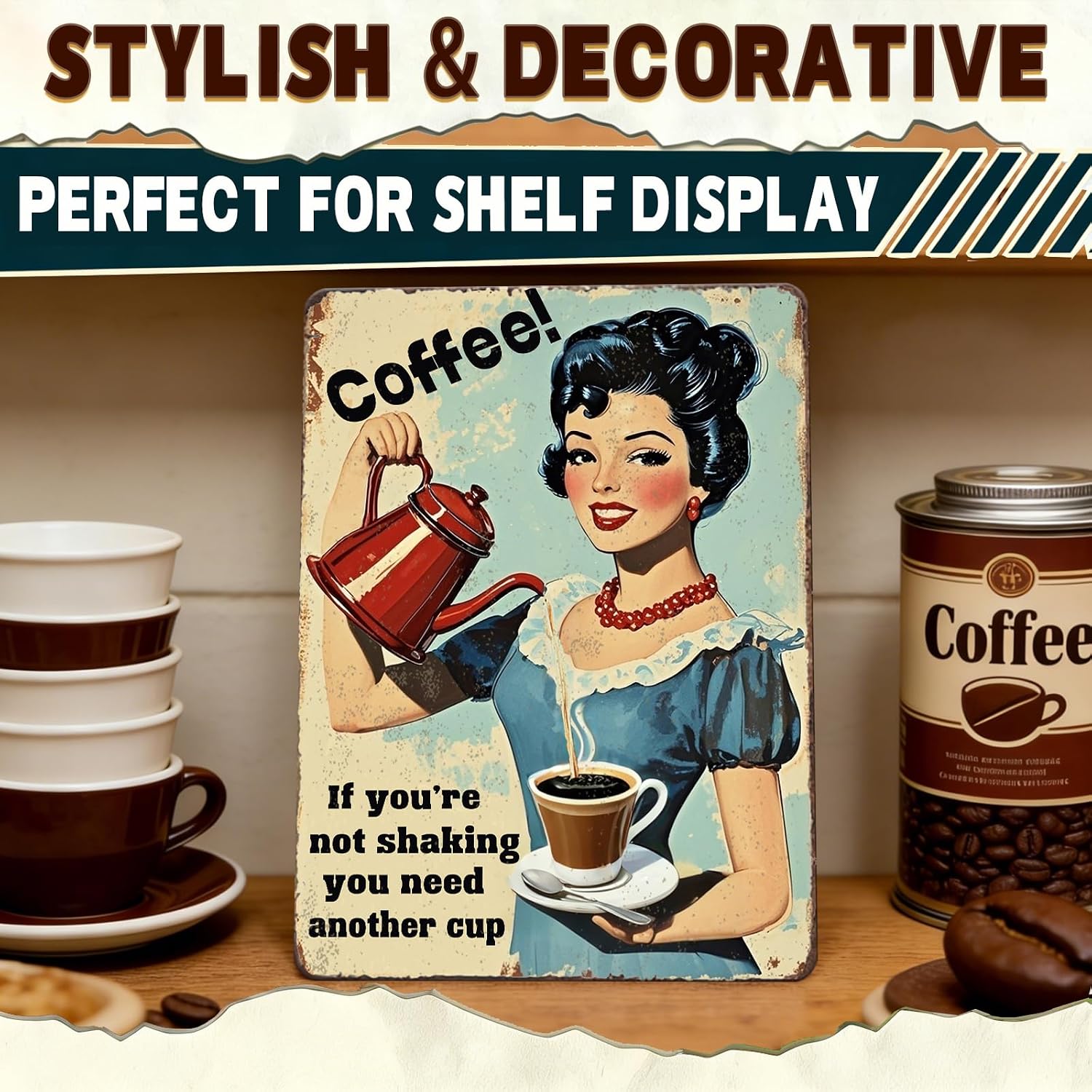 Vintage Coffee Metal Tin Sign Coffee Bar Wall Decor If You'Re Not Shaking Signs 12x8 Inch for Home Kitchen Coffee Station Cafe Office Lounge Coffee Shop Wall Decoration image 5