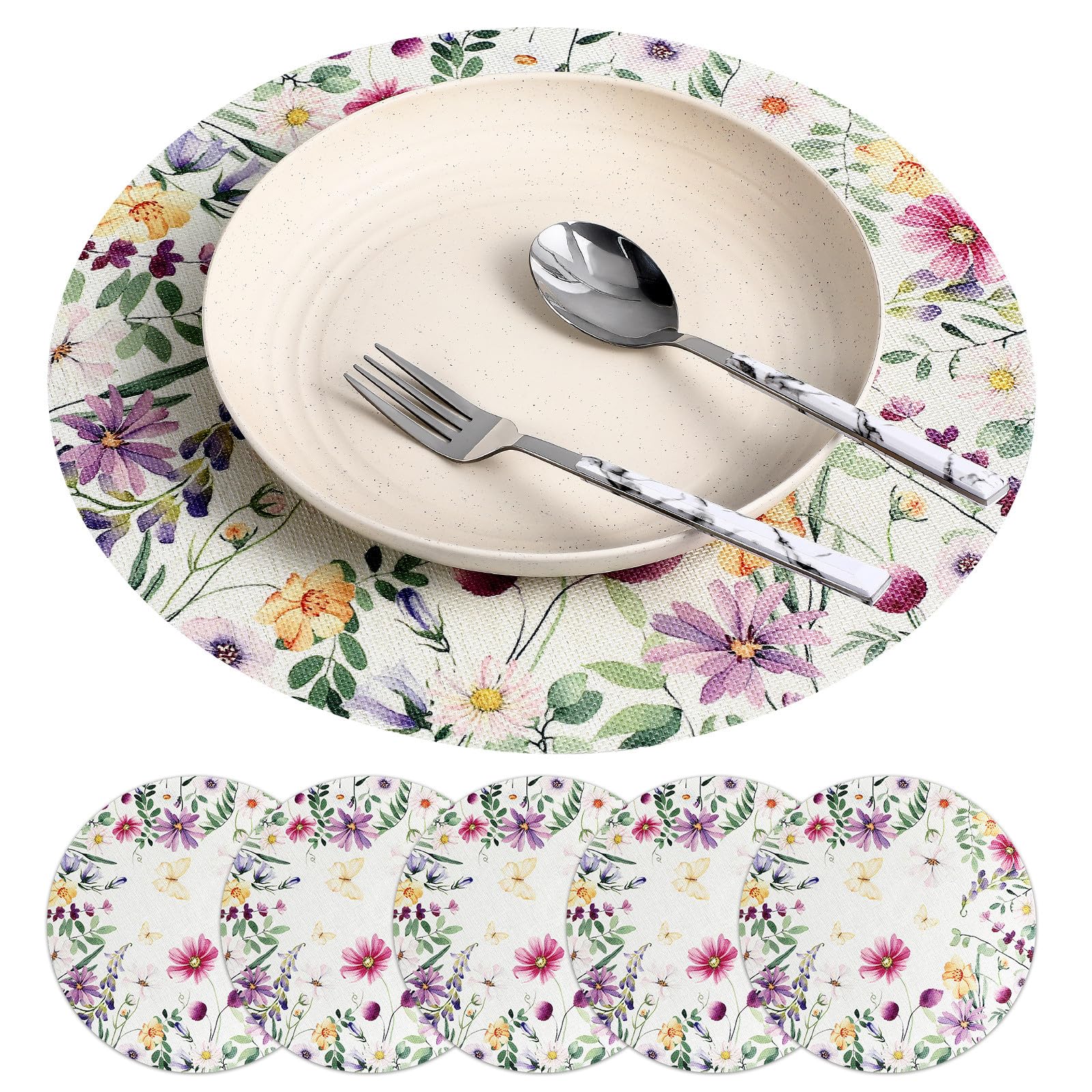 Set de table en lin rond antitache : fini les corvées de nappe !