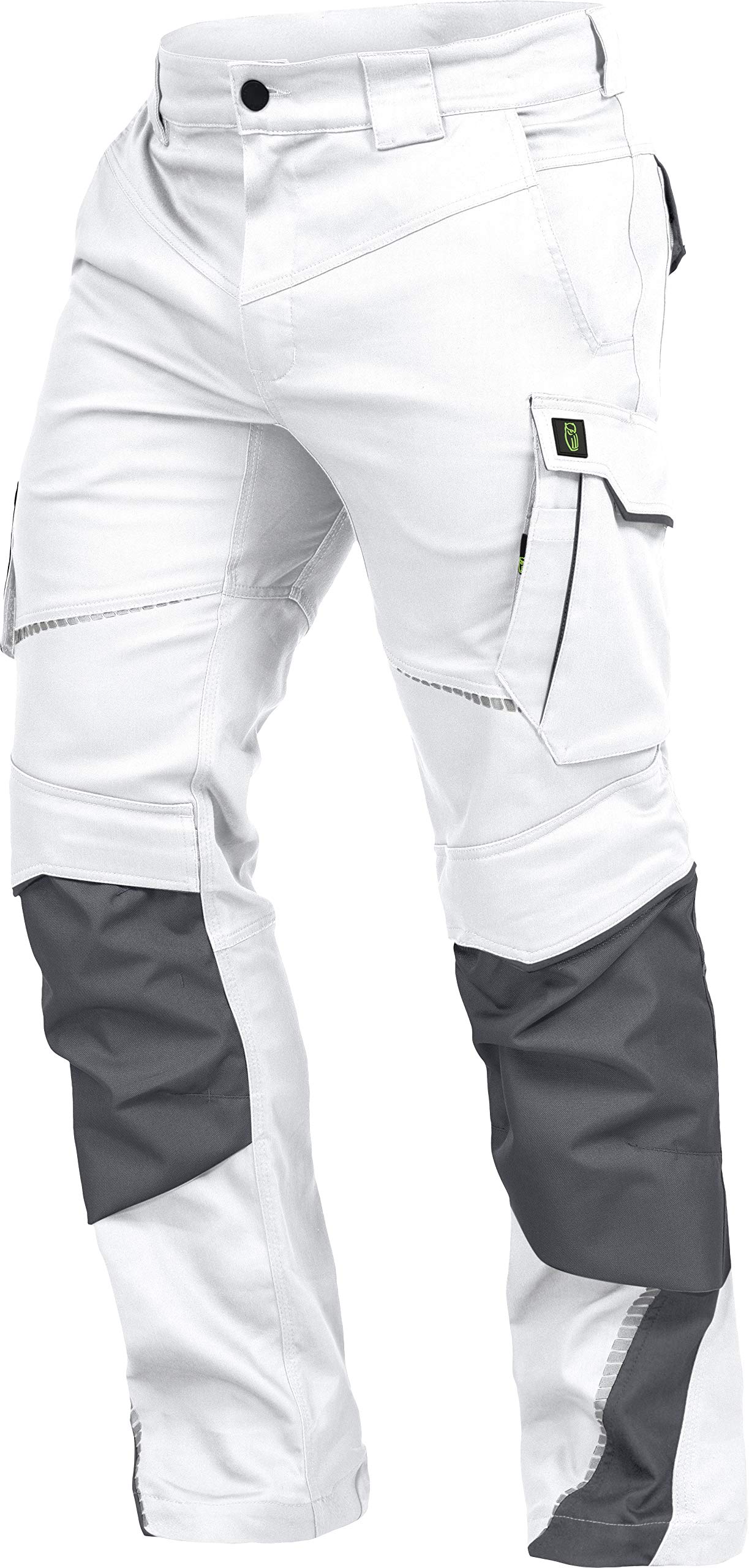 LEIB WÄCHTER Flex-Line Arbeitshose Bundhose Premium weiß-grau mit Spandex (50)