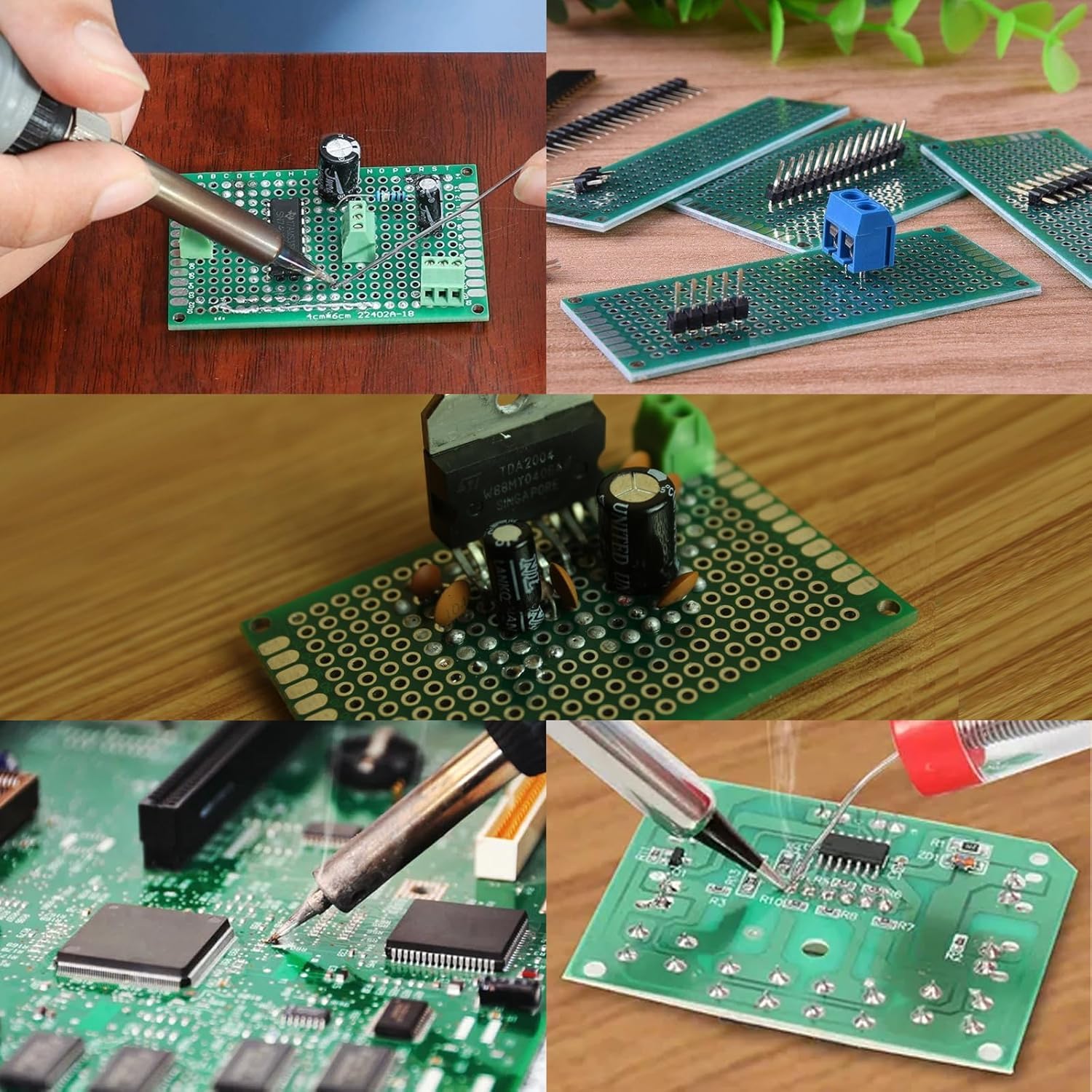 GTIWUNG Kit di Schede PCB, include 15 Pezzi Schede Prototipo a Doppia Faccia Universali Basetta Millefori 5 * 7/7 * 9/8 * 12CM Schede Elettroniche, 14 Pezzi 2/3 Pin Terminale a Vite Morsetti a Vite