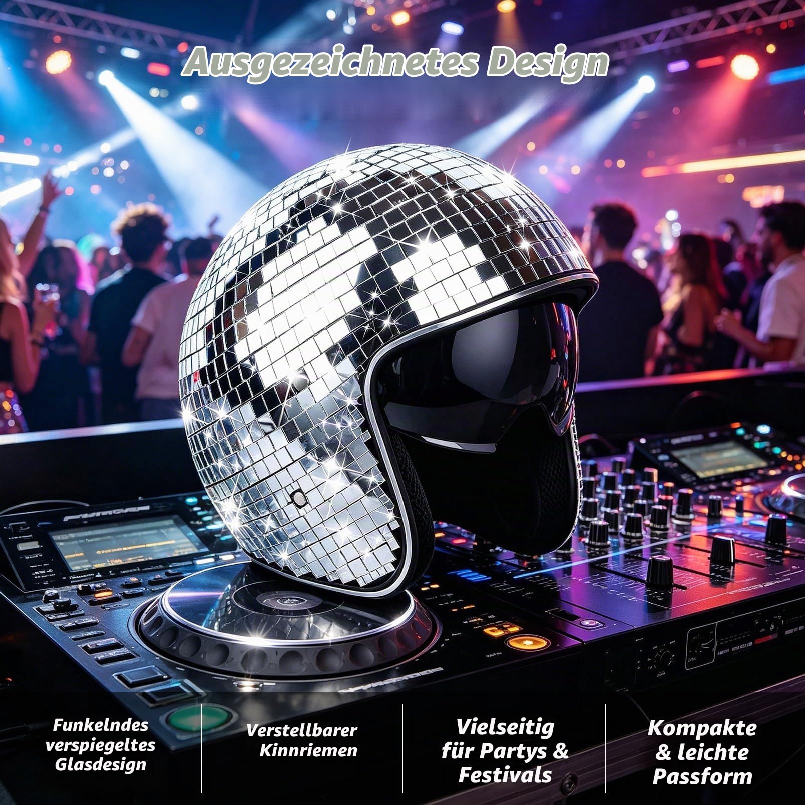 Discokugel Hüte, Discokugel Helm,Glitzer Spiegelglas Disco Hut