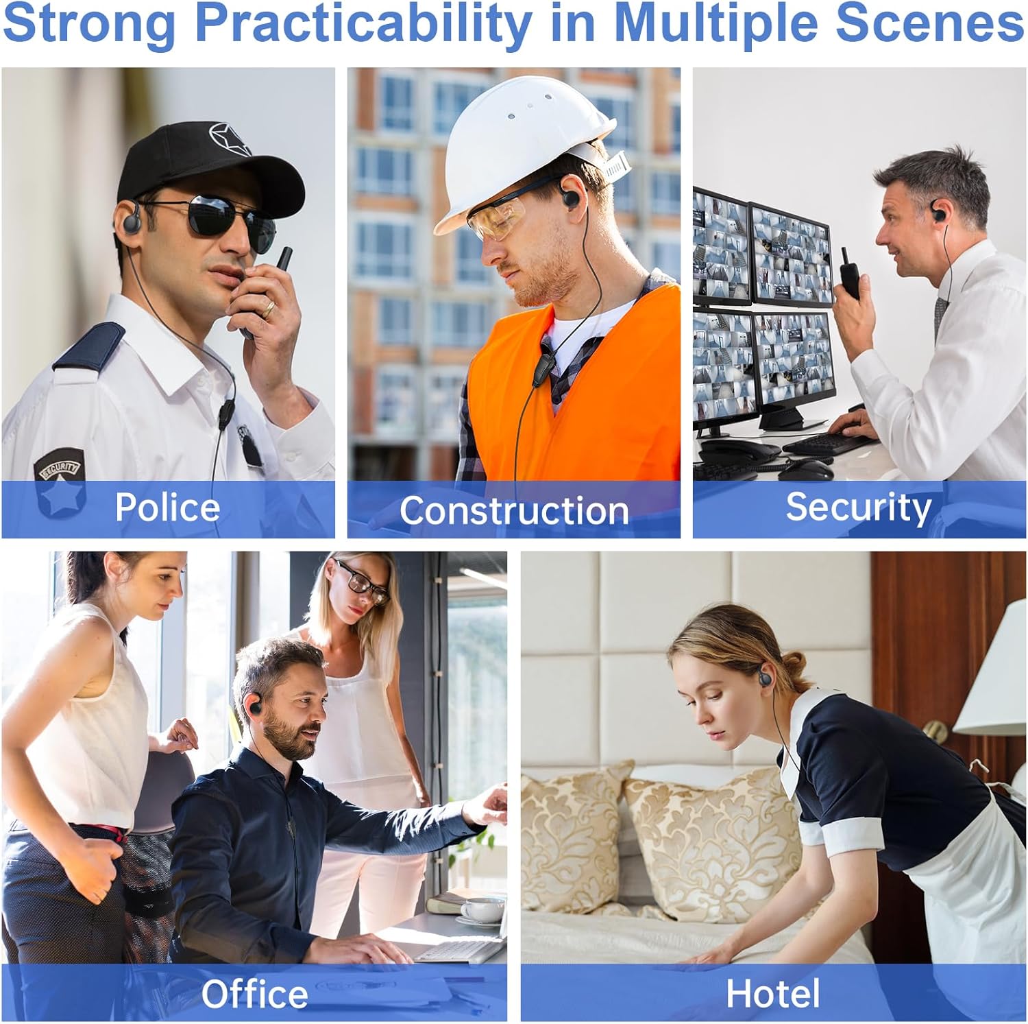 6-Pack Wired CLP-e Earpiece Headset with C Swivel - Compatible with Motorola CLP1010e, CLP1080e Two-Way Radios - Ideal for Clear Communication & Hands-Free Use