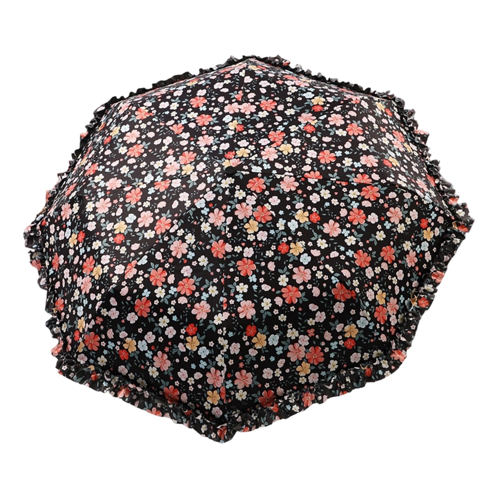 alloneslife Stylish 3 Fold Umbrella with Flower Pattern and Sturdy 8 Rib Construction for Sun Rain Folding Umbrella