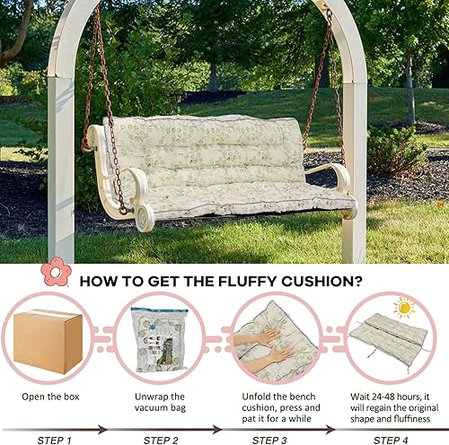 Miniatura 113 de Cojín de repuesto para columpio de 2-3 asientos, cojines de banco para exteriores con respaldo grueso de 4 pulgadas, muebles de patio, jardín, Flor