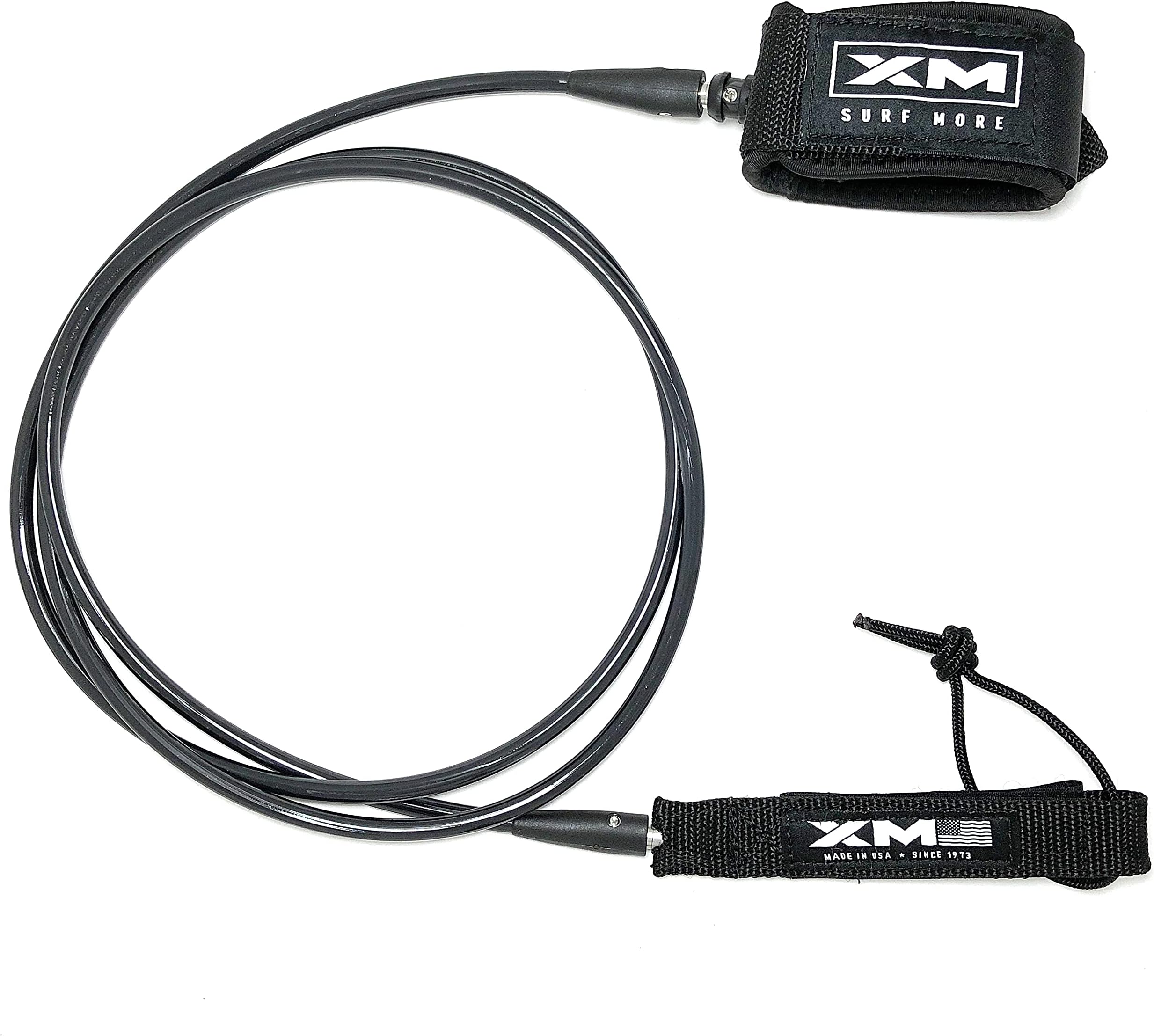 Regular Premium Surfboard Leash, Choose 5/6/7/8/9/12ft Length, Cord Thickness (.270 in.), Colors, Key Pocket, Unbreakable Swivels, Detachable Railsaver, Made in USA [3 Yr Warranty]