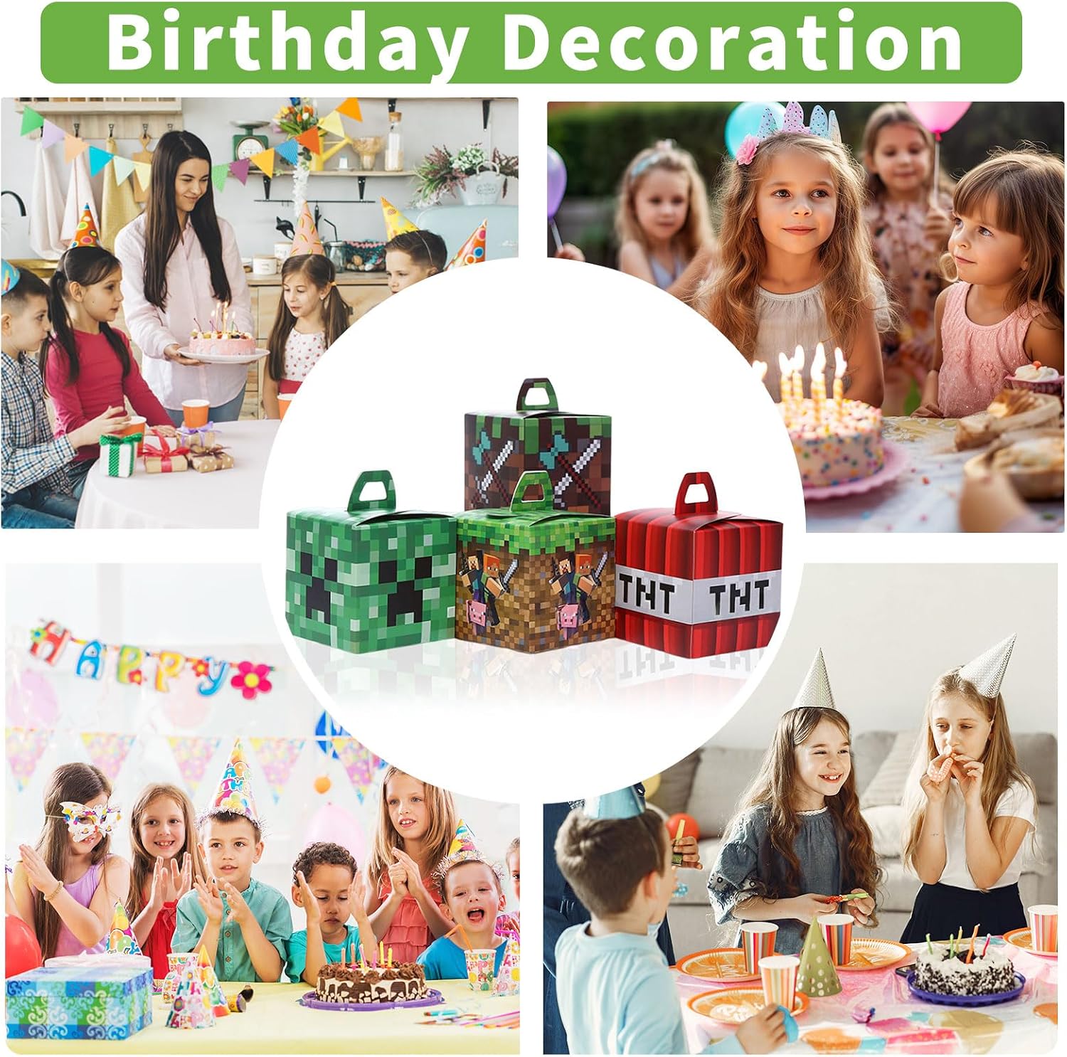 24 Pcs Cute Treat Boxes, Festival Celebrations Small Gift Boxes, Game Themed Dessert Boxes, Pixel Party Supplies for Birthday