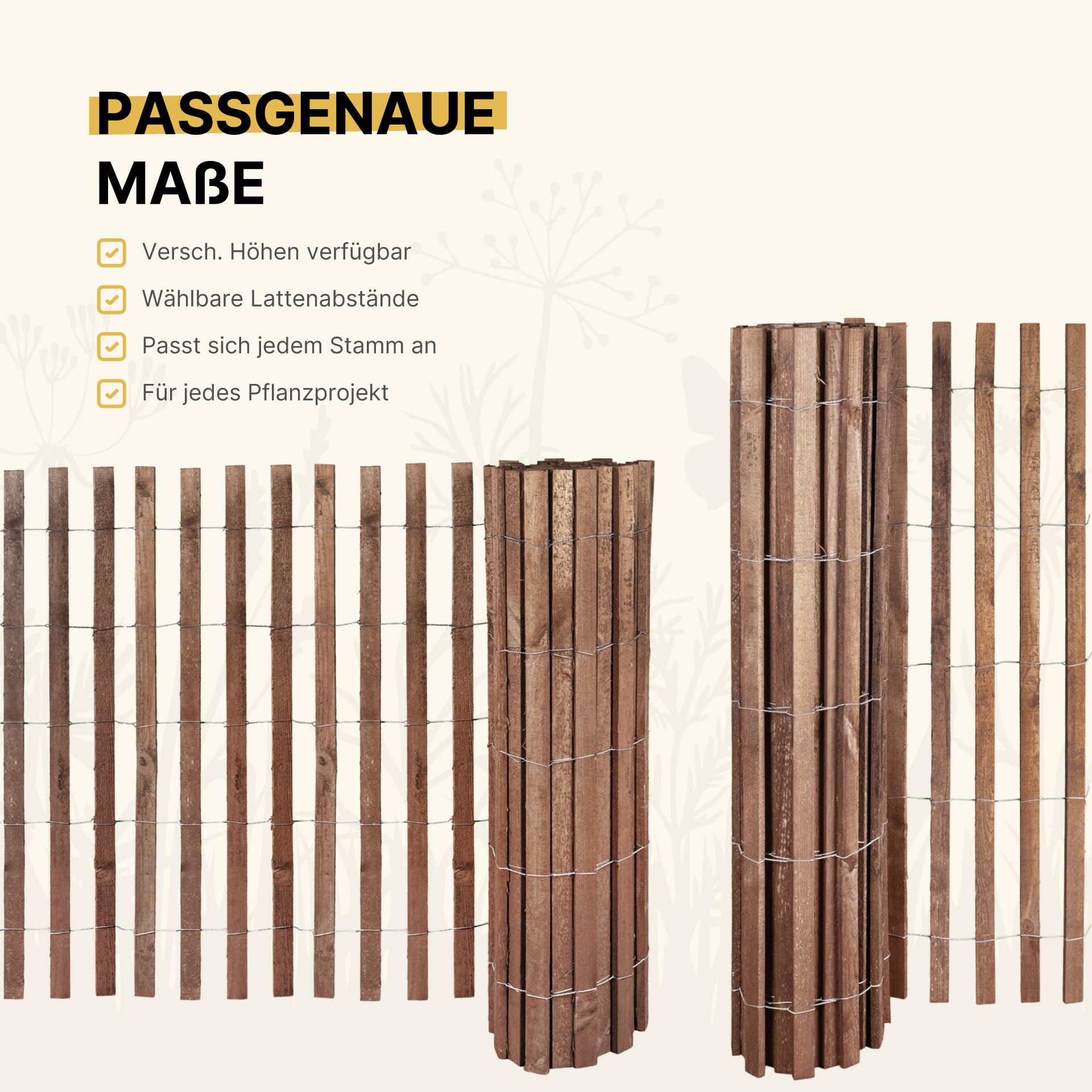 Baumschutz-/ Bissschutzzaun aus Fichte (imprägniert) | Länge 5 Meter | Höhe 120 cm | Lattenabstand ~6 cm