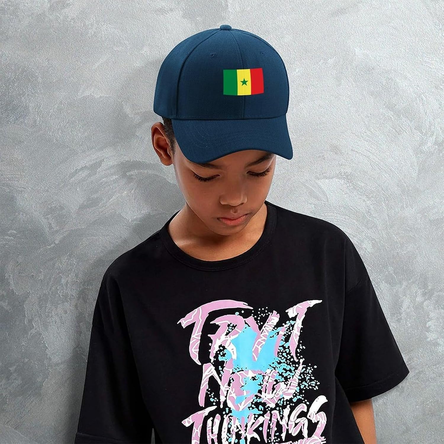 Boys Girls Senegal Flag Baseball Cap, Adjustable Snapback Sun Protection Trucker Hats Outdoor Travel