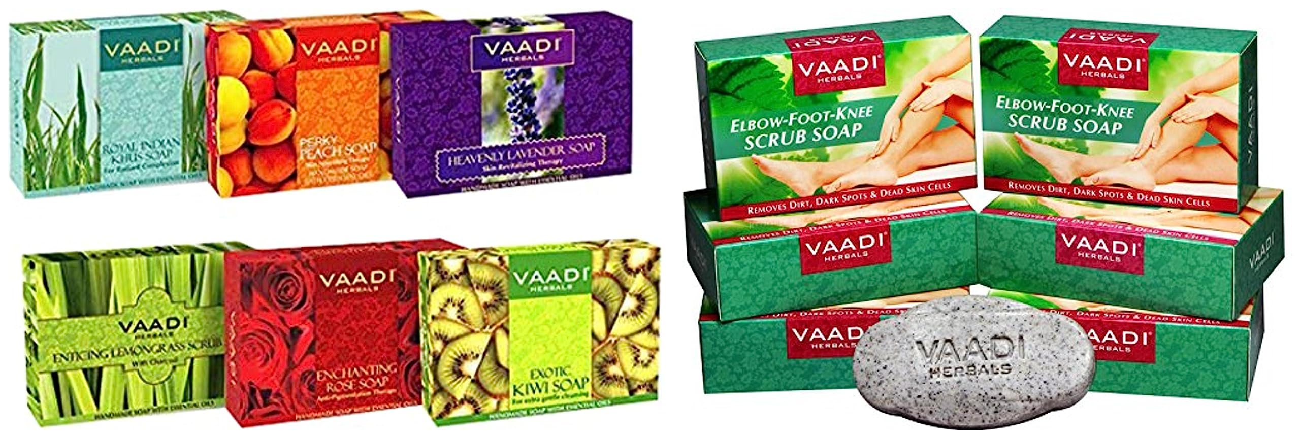 Vaadi Herbals Exotic Flavors Luxurious Handmade Herbals Soaps, 75g (Pack of 6) & Vaadi Herbals Elbow Foot Knee Scrub With Almond And Walnut Scrub Soap, 75g (Pack Of 6)-picture-22