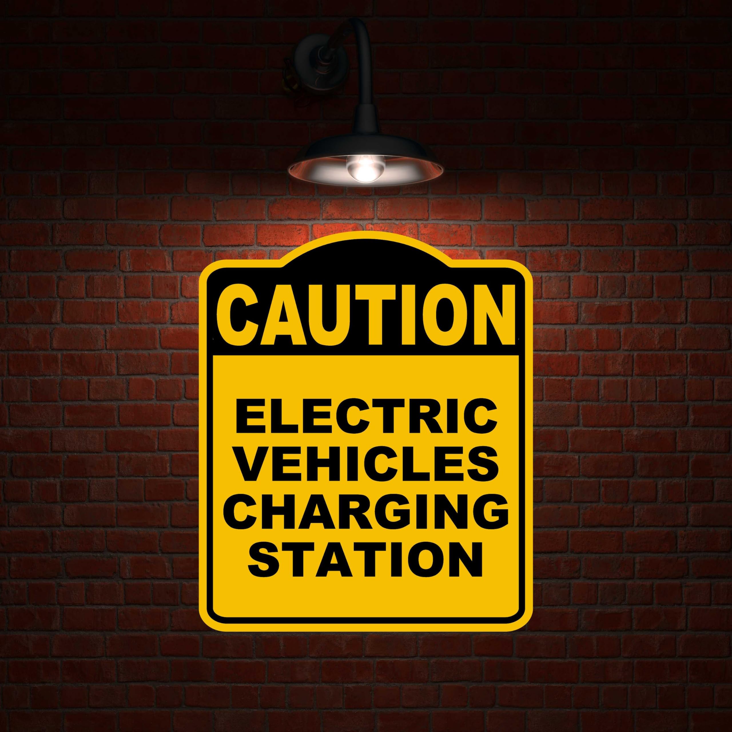 ELECTRIC VEHICLES CHARGING STATION Caution Yellow Black Aluminum Composite Sign 20 x 24 inches