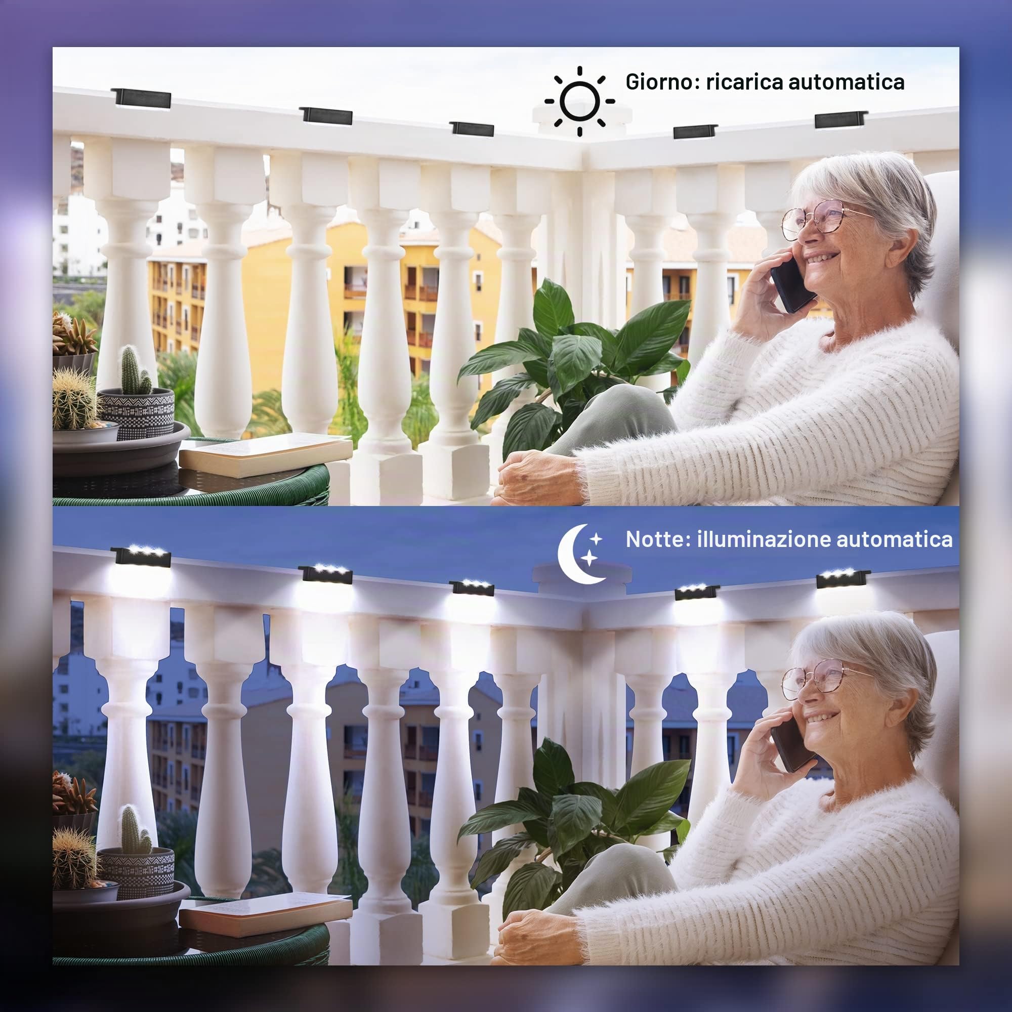 Solpex Lampade solari per esterni, 16 pezzi, luce bianca per scale, luci solari impermeabili, illuminazione a LED per scale esterne, gradini, recinzione, giardino, cortile, decorazione (nero)