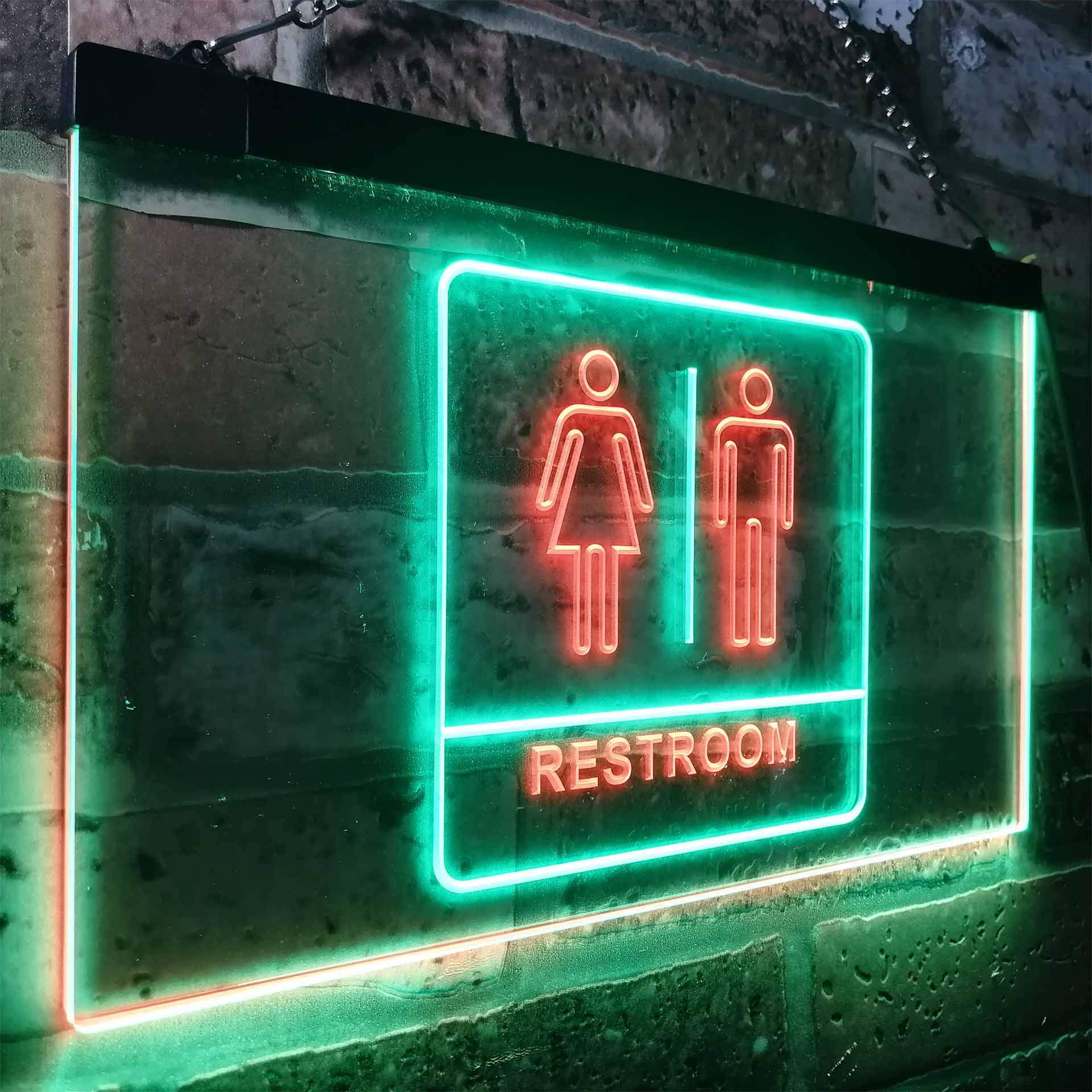 ADVPRO Men Women Toilet Restroom WC Dual Color LED Enseigne Lumineuse Neon Sign Vert et Rouge 600 x 400mm st6s64-i1029-gr