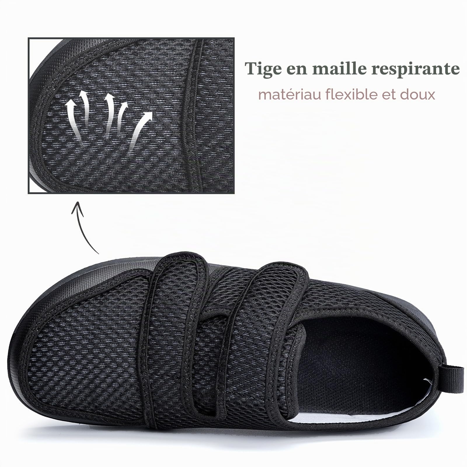 Hsyooes Chaussons Femme Hommes Chaussures Réglables Scratch Pantoufles Sandales Respirable Diabéthique Chaussons Orthopédique Anti-dérapante Edema Swollen House Sabots
