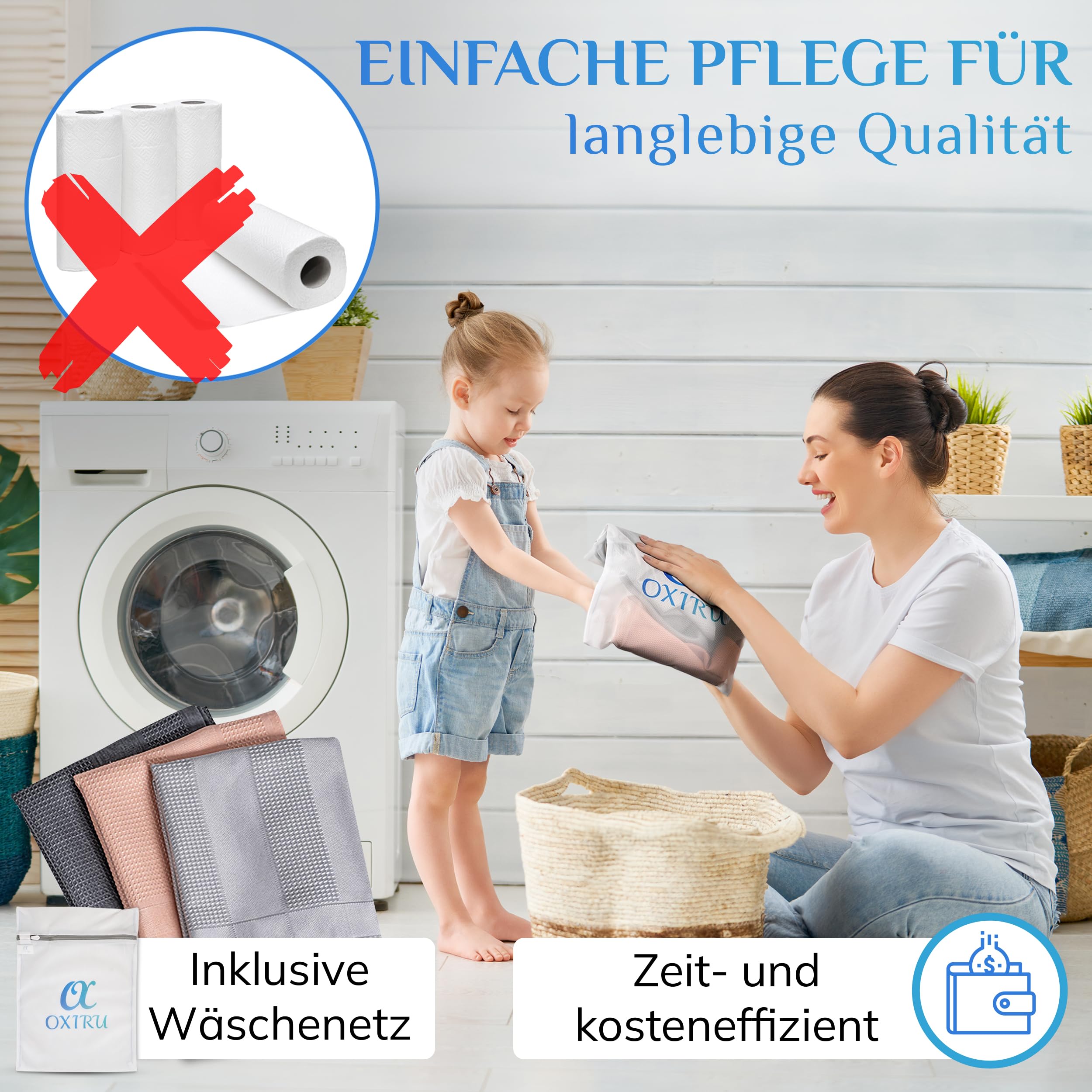 Mikrofasertücher 60x40 Set - Premium Geschirrtücher Mikrofaser, Streifenfreie Fenstertücher, Hochglanzfronten Tücher, Glastücher und Auto Microfasertücher