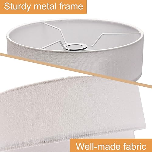 Miniatura 3 de EDISLIVE Pantalla de lámpara de lino de tambor de 3 niveles para lámpara colgante, lámpara de pie, lámpara de repuesto con clip en la bombilla,