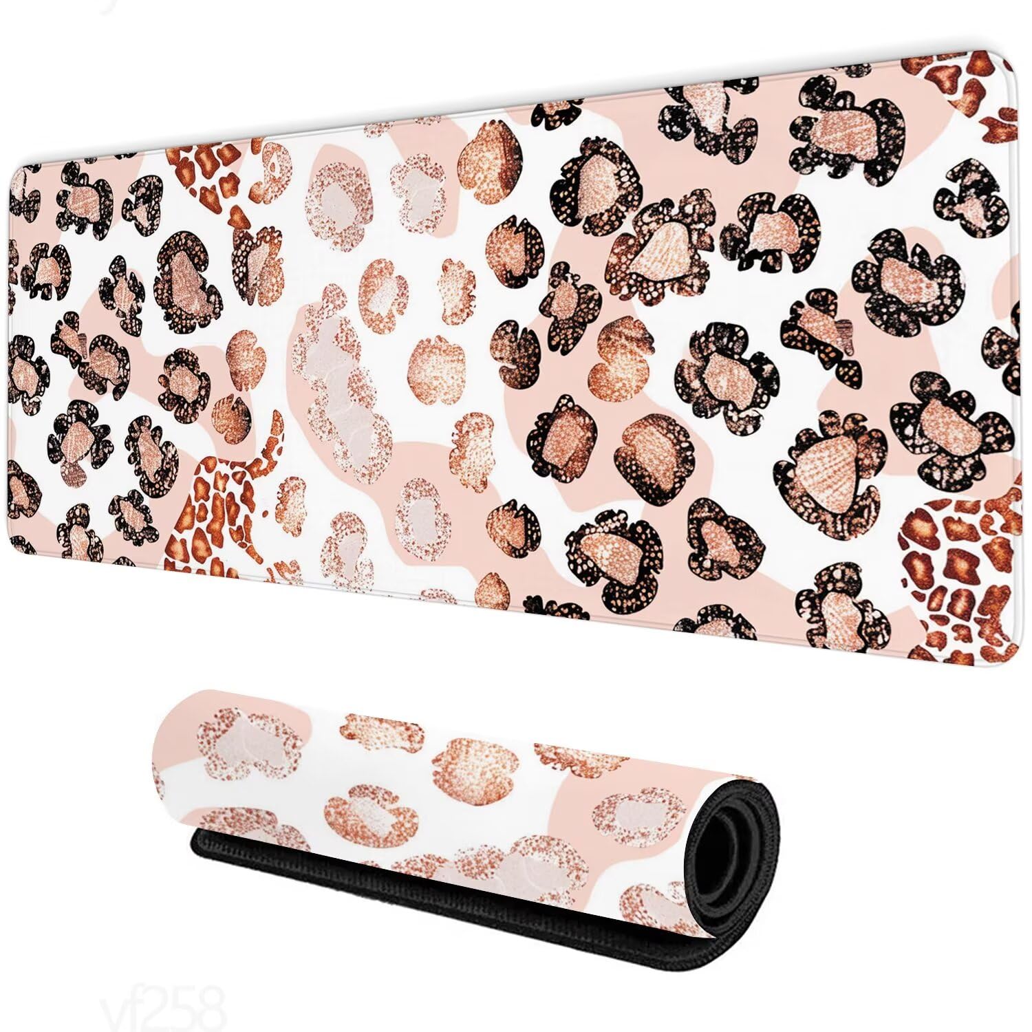 Alfombrilla Ratón rosa Alfombrilla Raton 1500x800x3mm, Leopardo Alfombrilla de Ratón Extendida de Gran Tamaño con Bordes Cosidos, Protector Escritorio, Antideslizante, Alfombrilla Ratón Gaming YF-258