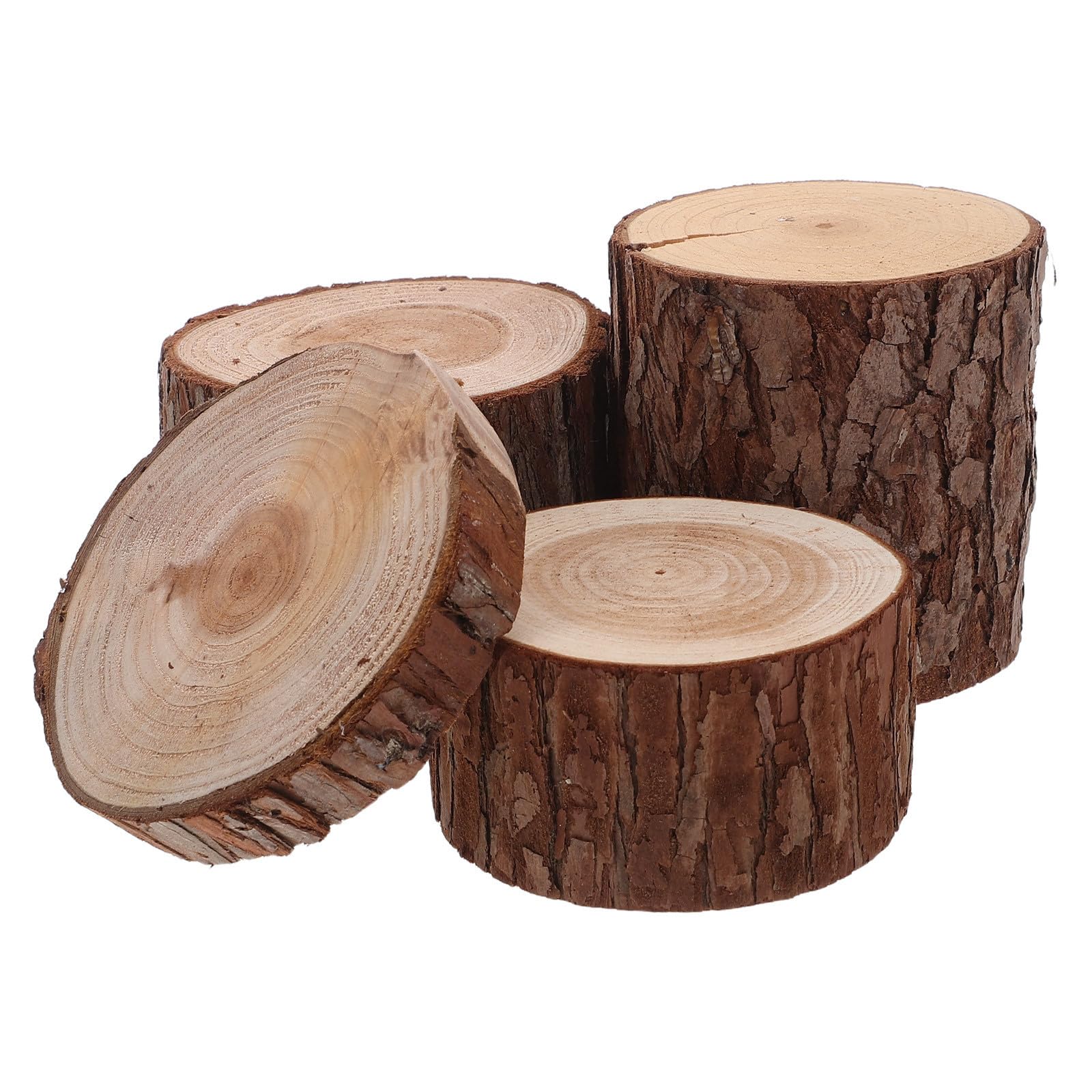 Hamster Habitat Wood Log Slices 4pcs Rustic Mini Tree Stump Ornaments for Small Animal Cage Craft and Exploration