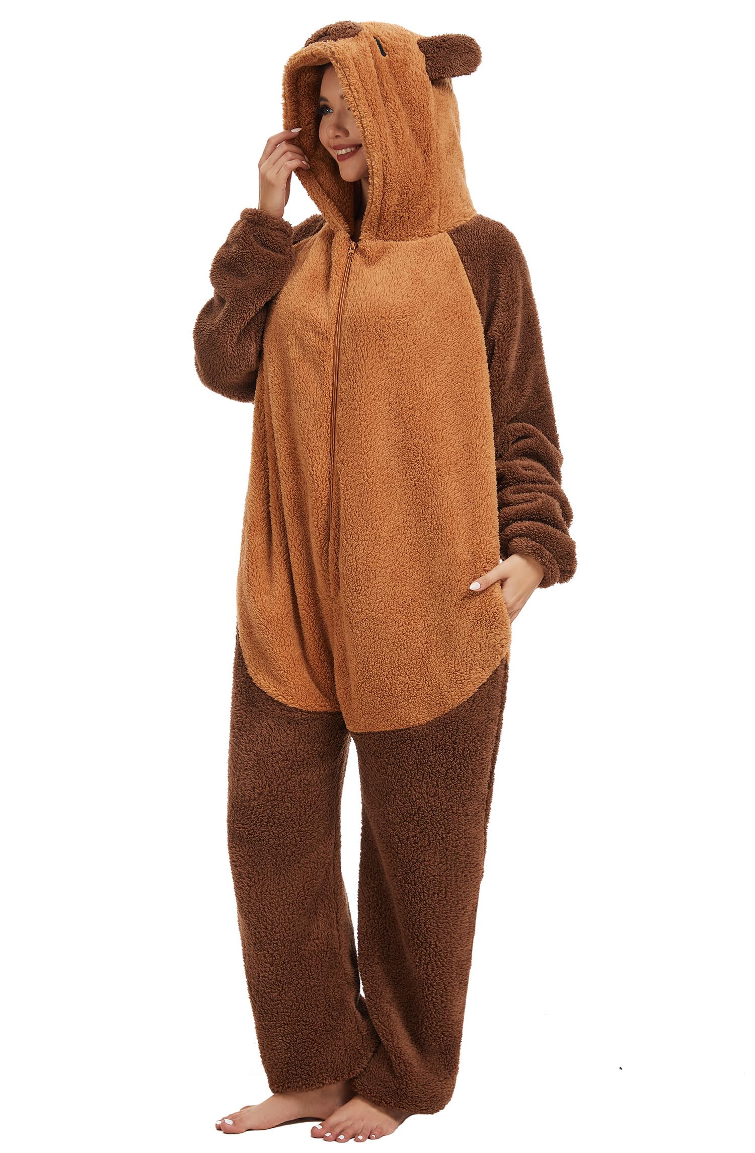 LATH.PIN Pijama de una pieza para mujer, mono para adultos, disfraz de animal, mono unisex, para cosplay, carnaval, Navidad, Halloween