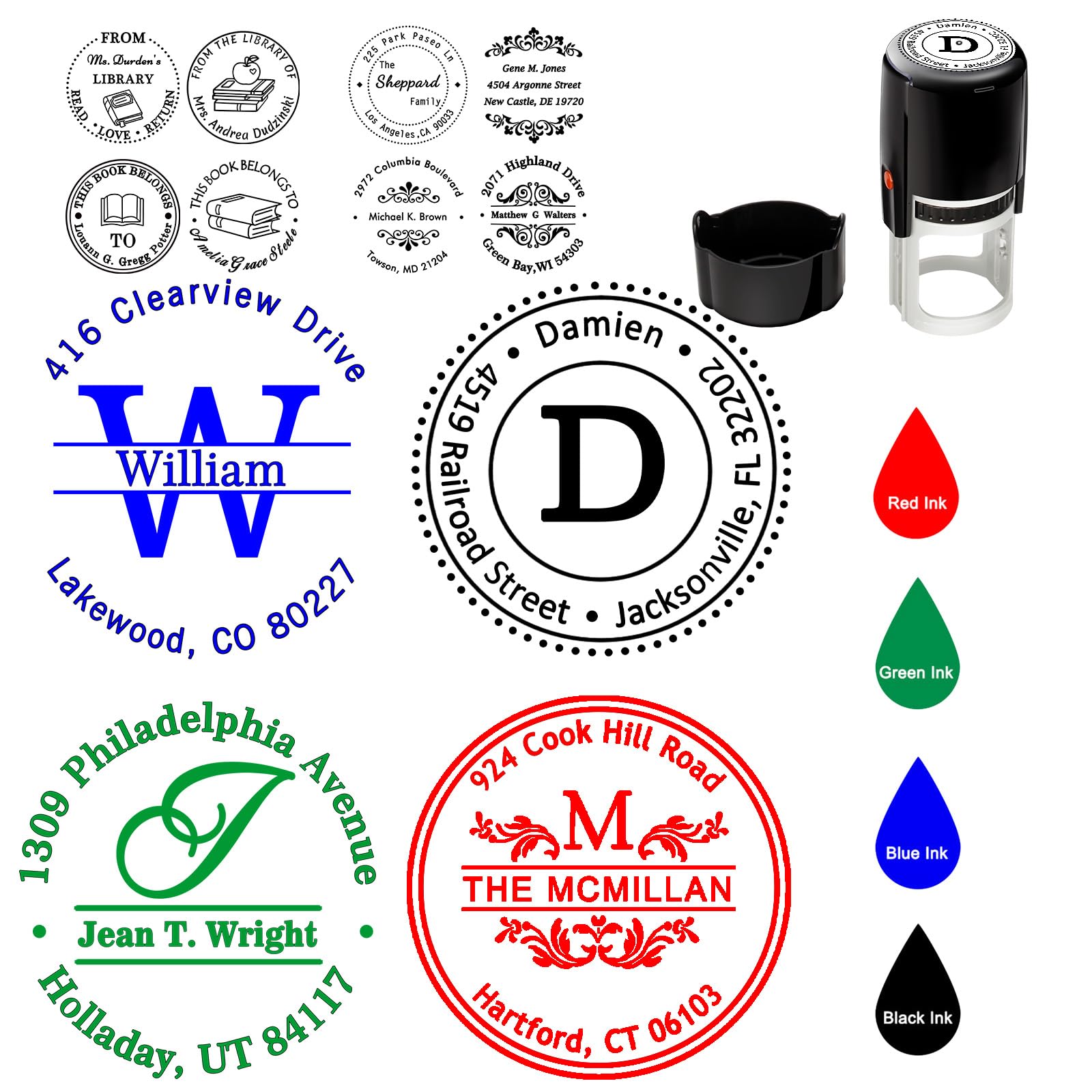 Personalised Stamp Self Inking Custom Address Book Signature Name Letter Logo Stamps Return Address Stamp for Business Office Teacher Wedding,Letter Style