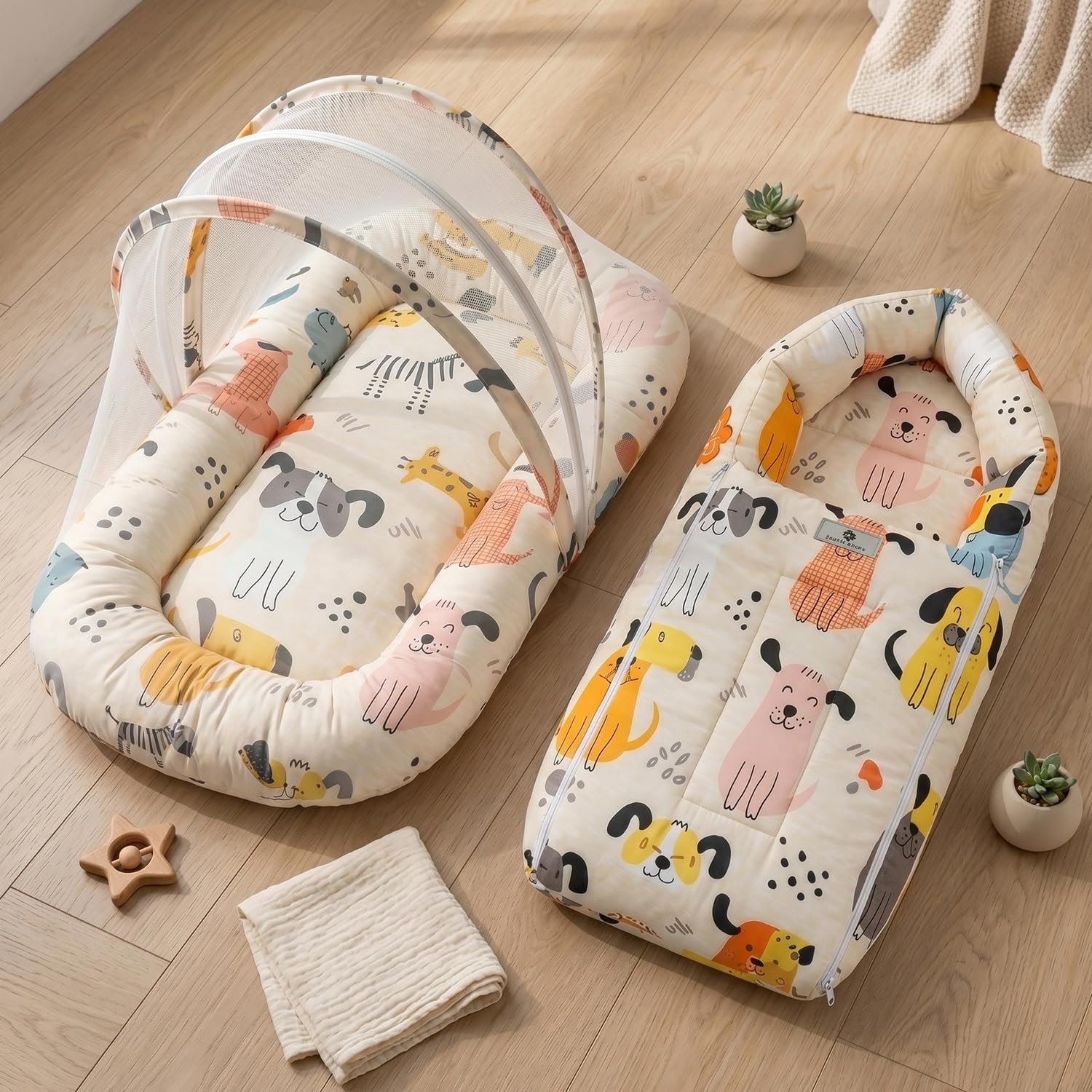 StarAndDaisy 2-in-1 Baby Sleeping Bag with Mosquito Net for Newborn -Soft & Breathable Cotton Sleeping Sack Cum Wrapper/Foldable Bag for Baby Protection(0-12 Months)-image-16