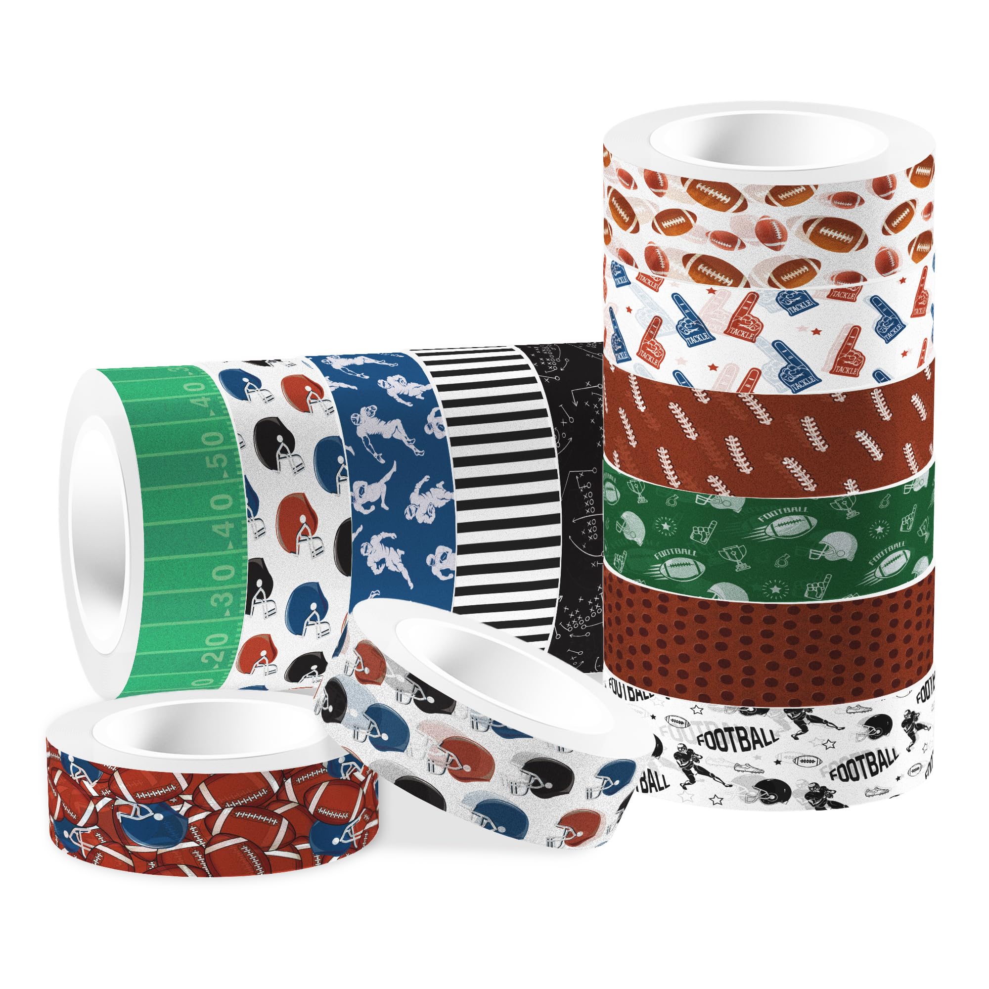 MOZUI Football Washi Tape 12 Rolls Sport Rugby Washi Tape Masking Decorative Sport Washis Tape for DIY Craft Scrapbook Journaling Party Favor Supplies