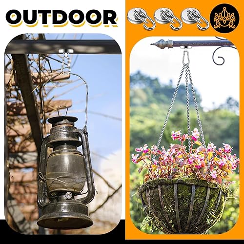 Miniatura 3 de VNDUEEY Ganchos magnéticos fuertes, 100 libras, paquete de 4 ganchos magnéticos de neodimio grado 52 resistentes con mosquetón giratorio para