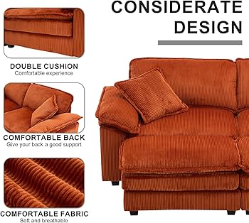Amazon.com: Corduroy Modular Sectional Couch, 84“ Width Oversize