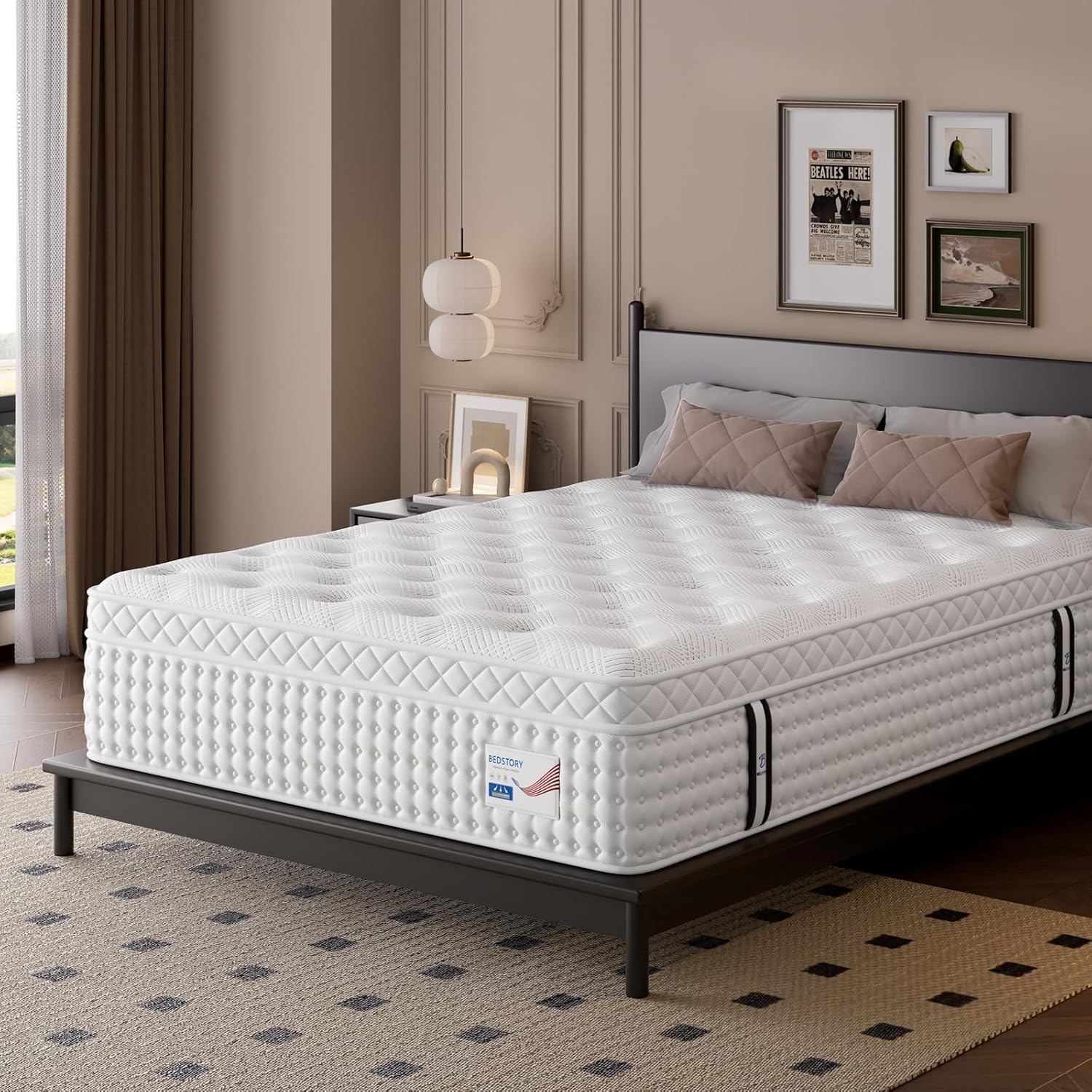 BedStory Medium Firm King Size Mattress 14 Inch, Luxury Hybrid Mattress in a Box for Zoned Pressure and Pain Relief, Signature Collection Deep Sleep Mattresses, 10 Years Warranty,365 Nights Trial