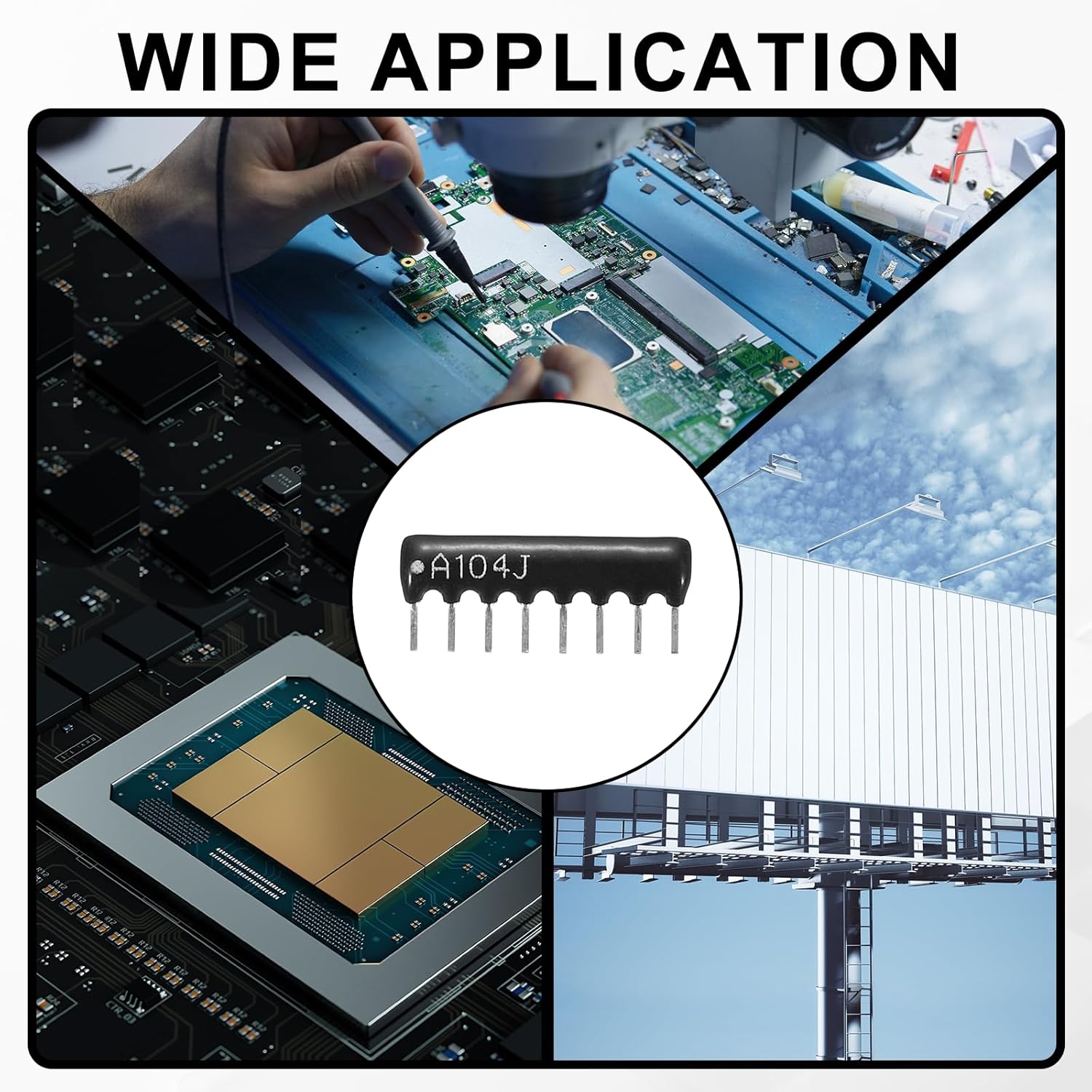 MECCANIXITY 20Pack 100k Ohm Resistor Network Array, 1/8W SIP-8 2.54mm Pitch Thick Film Network Resistor Assortment Kit, 5% Tolerance Bussed Type 8P, Black