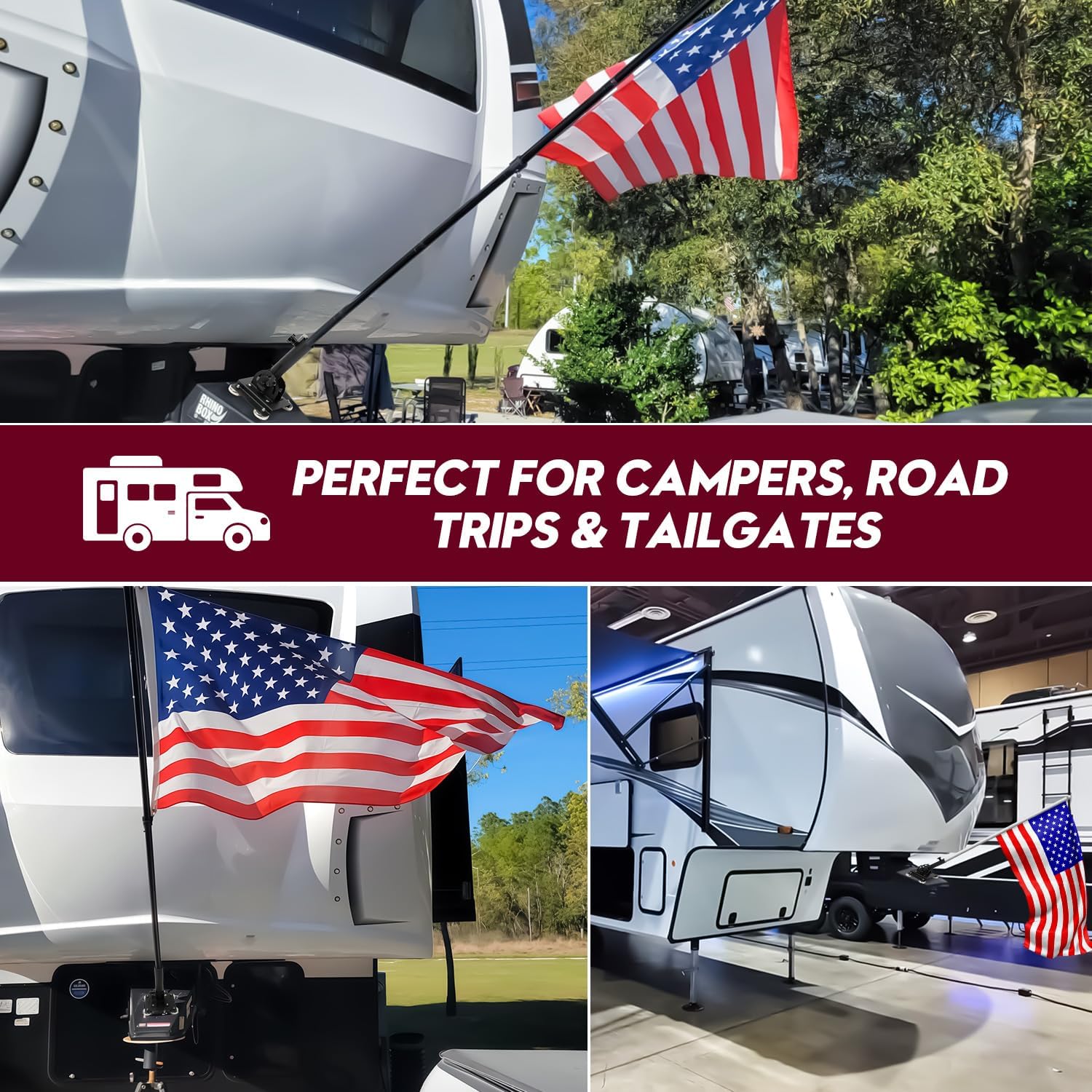 Magnetic Flag Pole Holder for 5th Wheel RV Hitch, Magnetic RV Flag Pole Mount, 180° Adjustable Angle, No-Drill Installation, Fit for 5th Wheel RV Hitch Camper and Trailer - Image 6