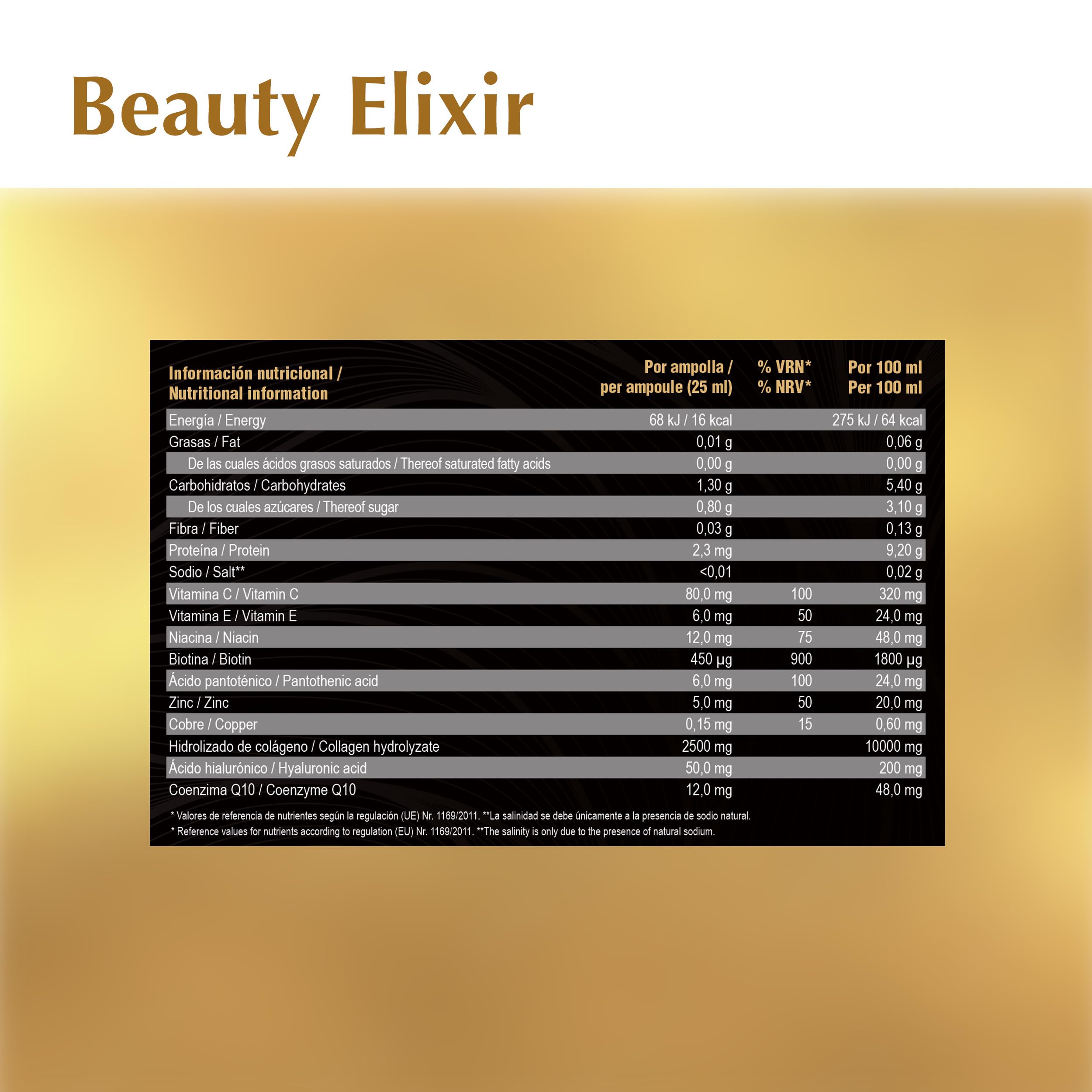 SanaExpert Collagen Beauty Elixir - Complemento para Cuidado de Piel, Cabello y Uñas - Colágeno, Ácido Hialurónico y Coenzima Q10-30 Ampollas - Fabricado en Alemania