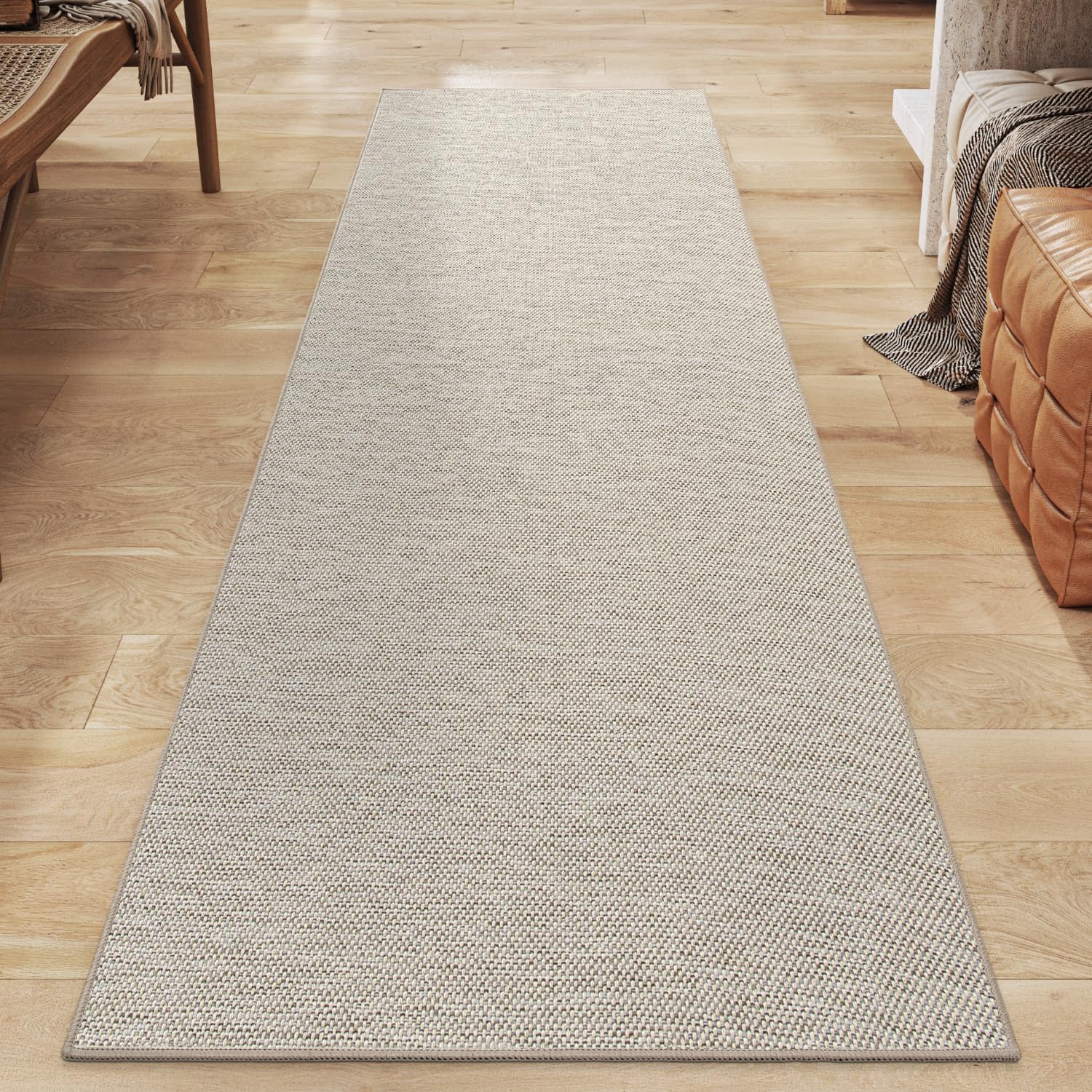 DEXI Hallway Runner Rug 2'4"x10', Non Slip Rubber Backed Runners Carpet, Ultra Thin Entryway Rugs Indoor for Kitchen Hallway Entrance Bedroom, Beige
