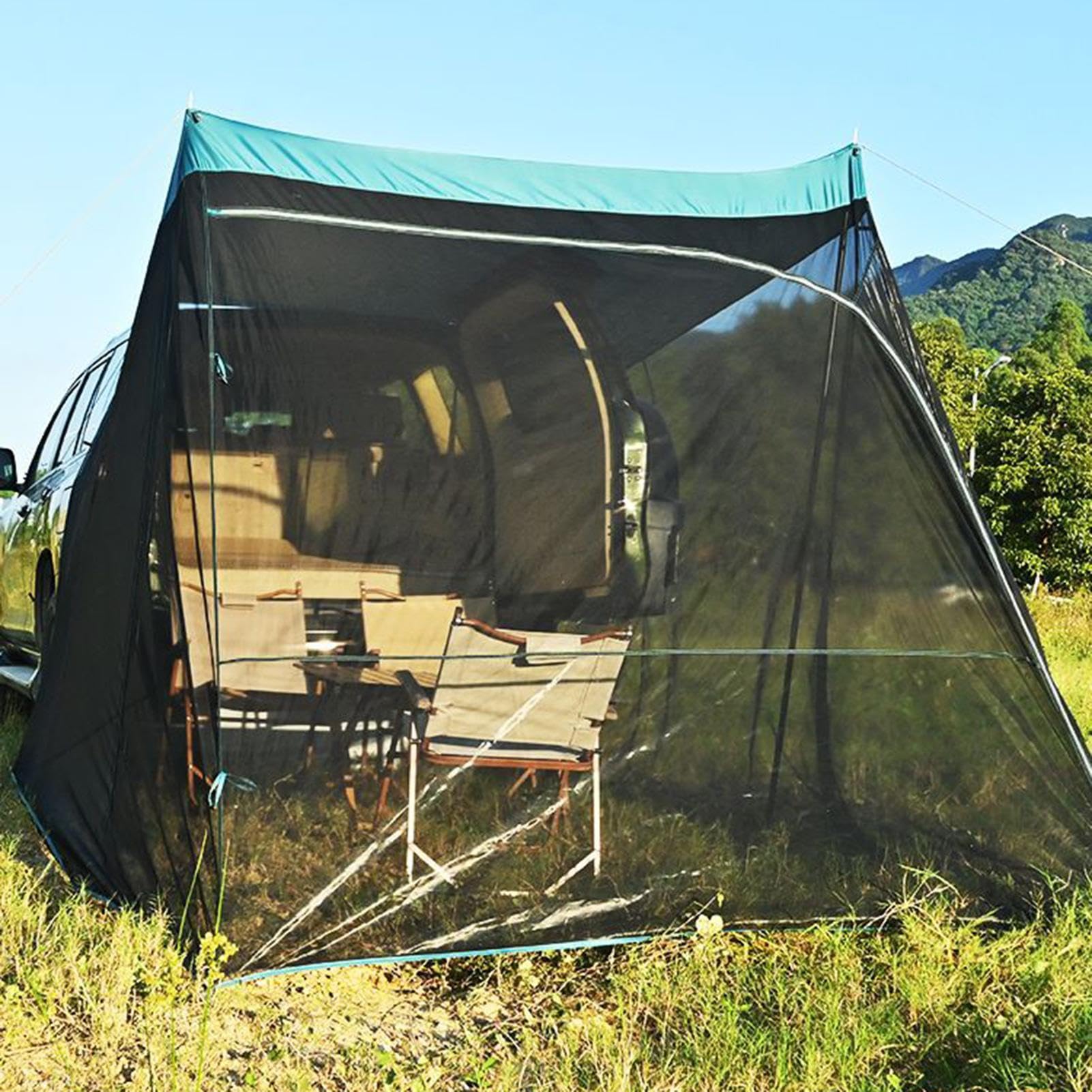 Tende da campeggio SUV per campeggio, tenda da campeggio per portiera | posteriore di SUV,Tenda per auto con rete di schermo per tende SUV - protezione UV, tenda da tetto auto a prova di