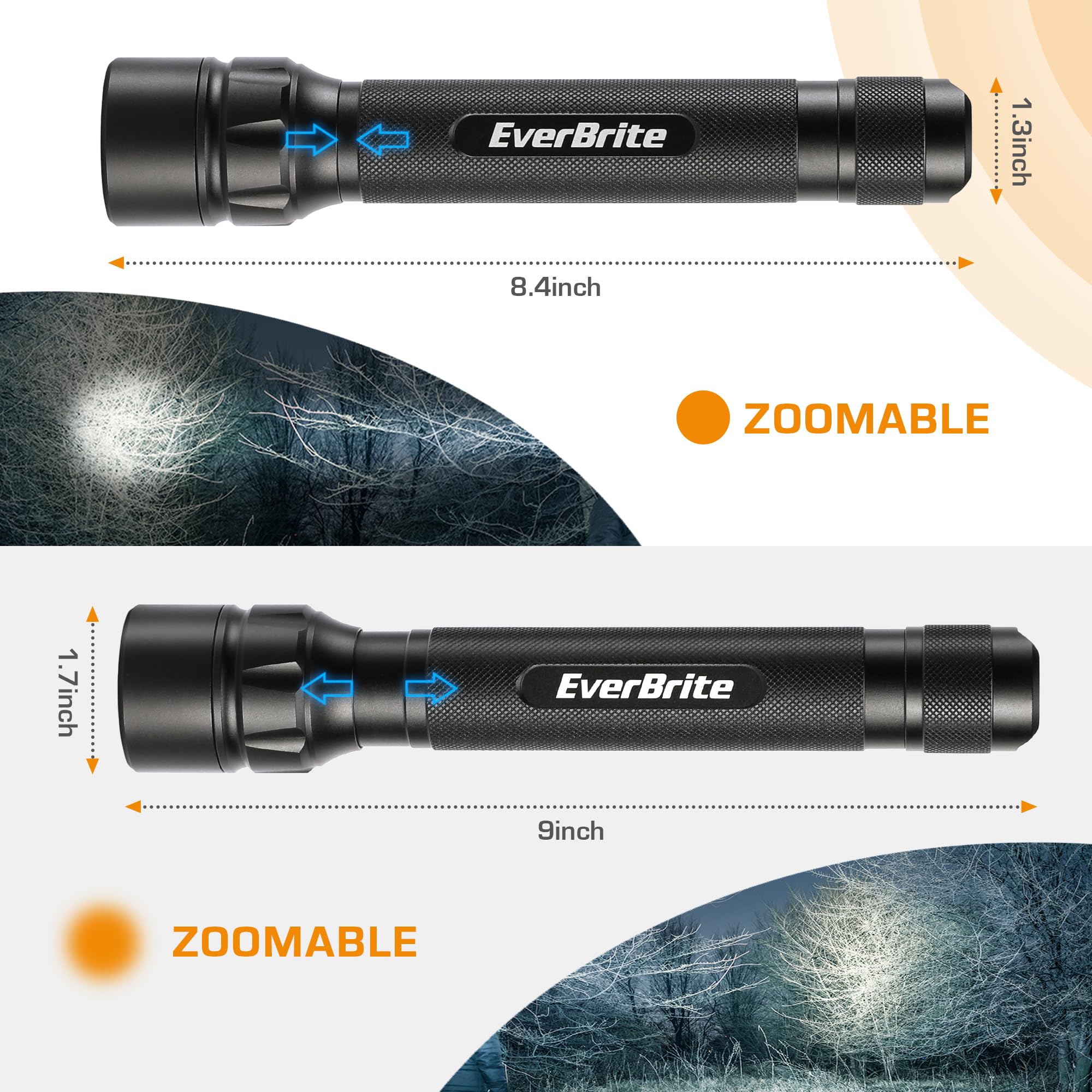 EverBrite Tactical Flashlight 600 Lumens Zoomable 4 Light Modes