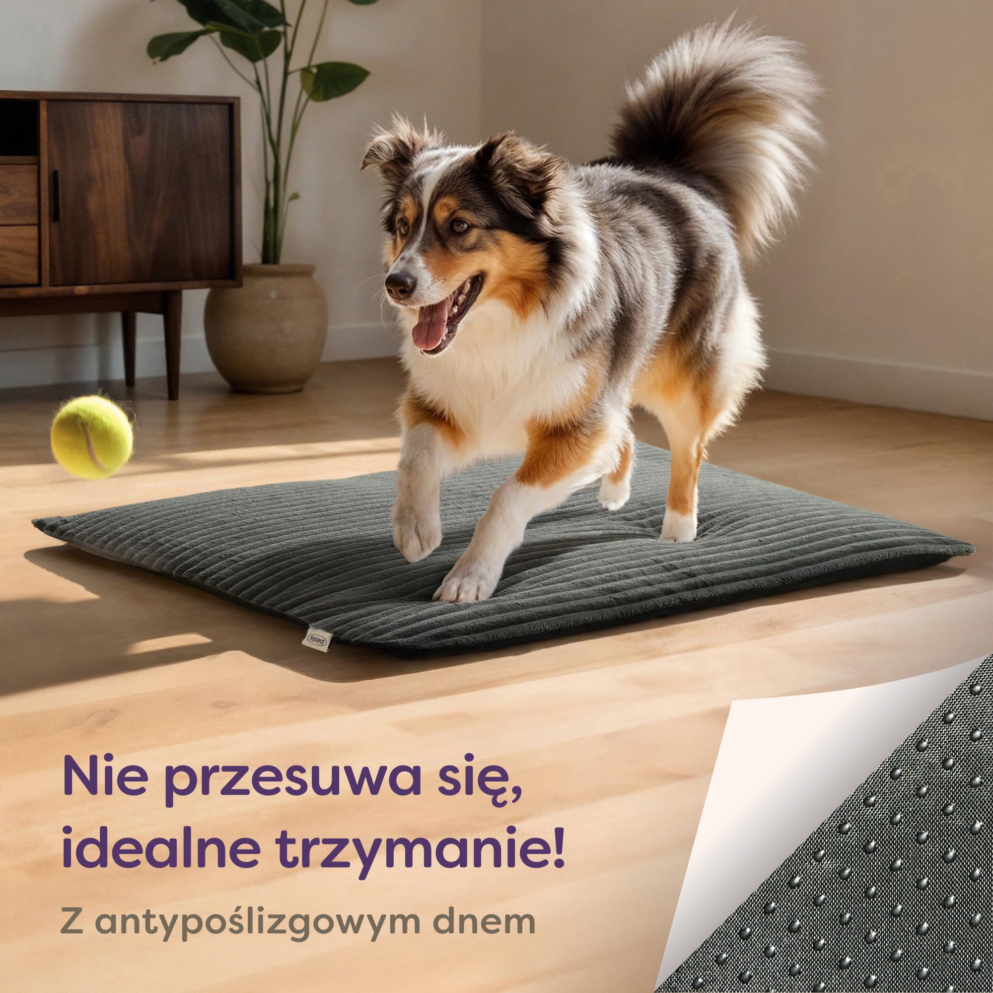Knupis Samonagrzewający Koc Dla Psów 90x60 cm Mata Antypoślizgowa Zdejmowany Pokrowiec Szary