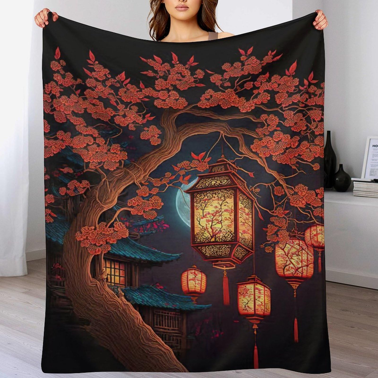 Couverture en lanterne chinoise douce 100% flanelle pour lit et salon