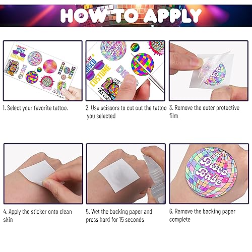 Miniatura 5 de 93 calcomanías de tatuajes temporales de los años 70 y 60, decoración temática de fiesta de cumpleaños, suministros de decoración de recuerdos de la