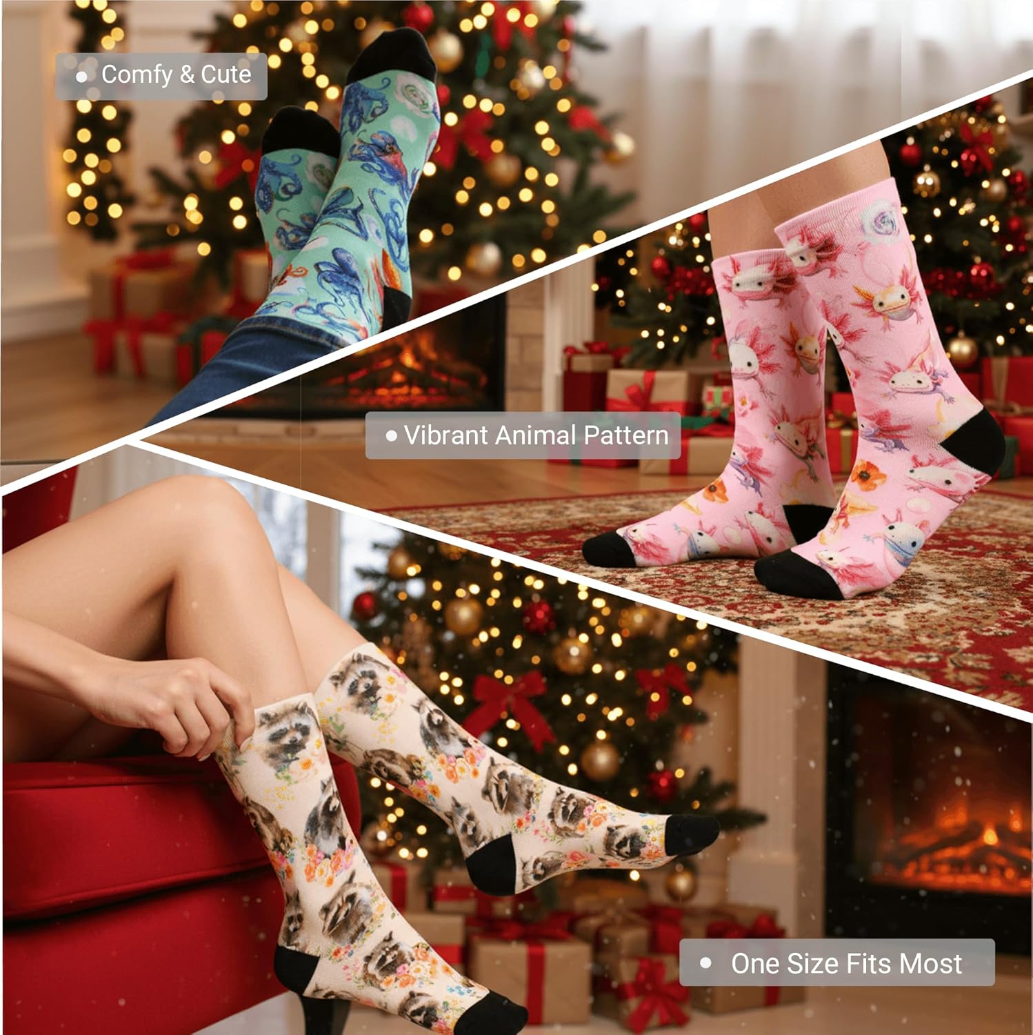 Cute Animal Print Crew Socks for Women Teen Novelty Gifts for Animal Lovers - Image 2