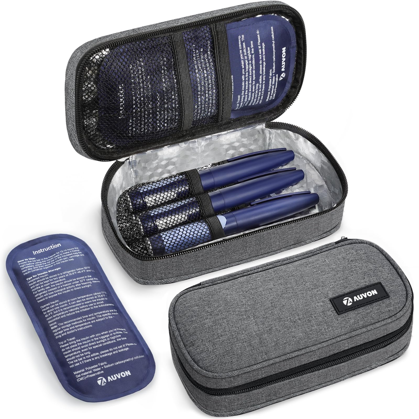 AUVON Insulin Cooler Travel Case with 2 x 160g Ice Packs