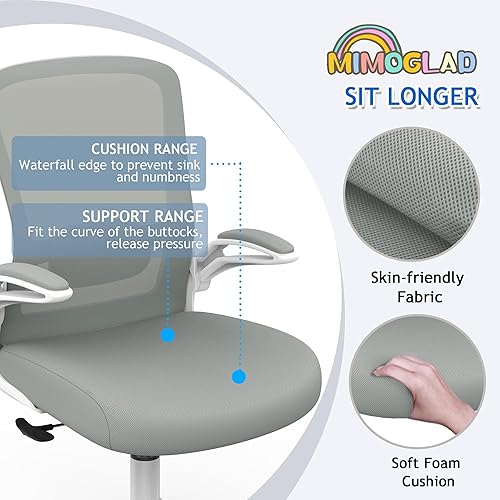 Miniatura 6 de Mimoglad Silla de oficina en casa, silla de escritorio con respaldo alto, silla ergonómica de malla para computadora con soporte lumbar ajustable y