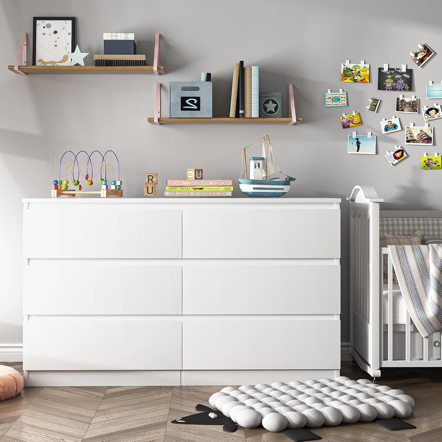 White Nursery Dresser with Soft Close Drawers