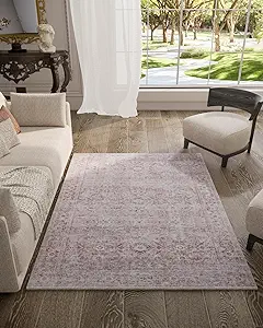 Washable Boho Bedroom Area Rugs: 3'x5' Small Entryway Rug Stain Resistant Tribal Distressed Accent Rug Non Slip Low Pile Soft Carpets for Entrance Front Door Floor Kitchen Bedside Living Room Office