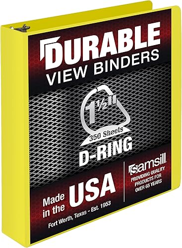 Vista 602 de Samsill Carpeta duradera de 1.5 pulgadas, fabricada en los Estados Unidos, carpeta de anillos en D, carpeta transparente personalizable, surtido