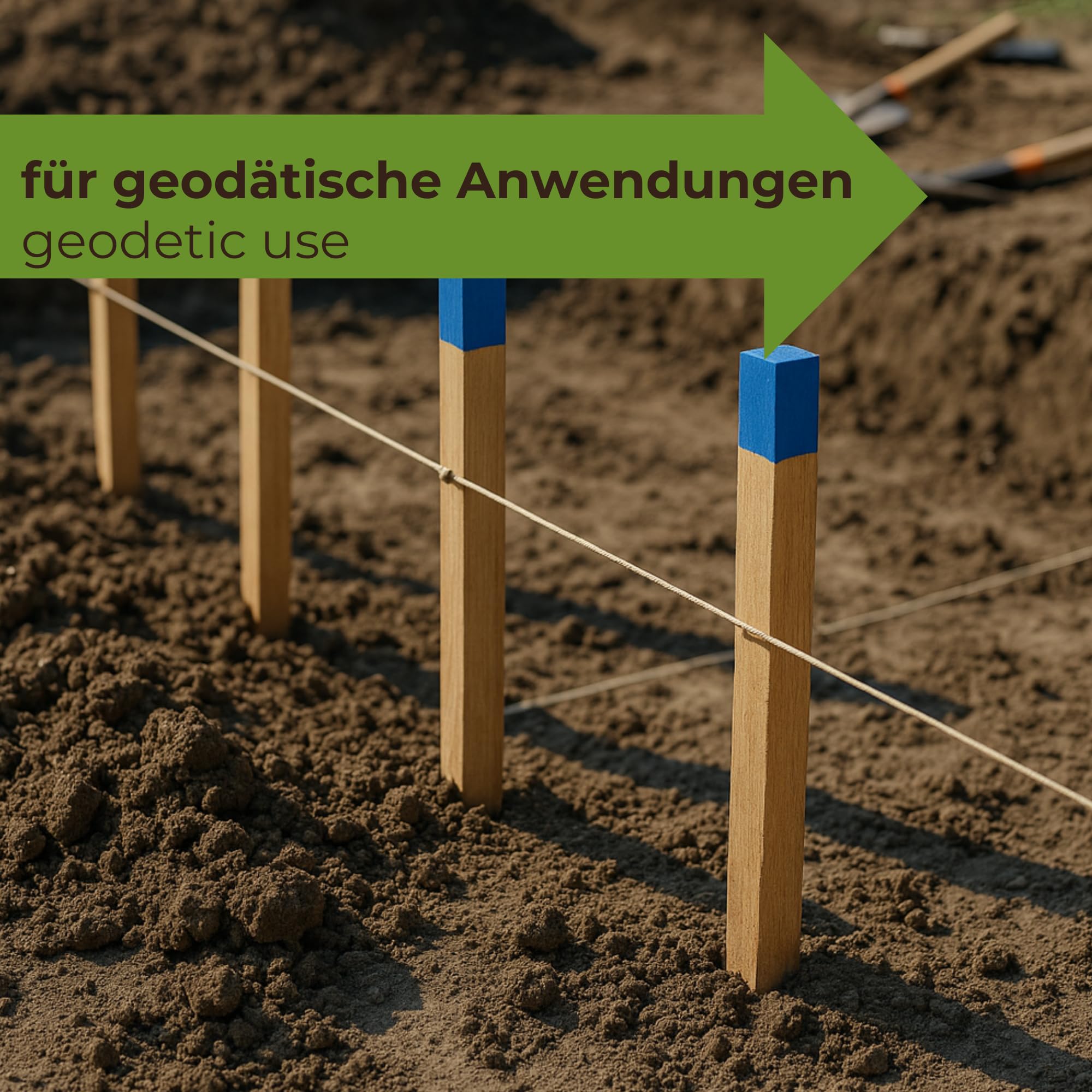 100 Stück Holzpfähle aus Buche Blau Lackierter Spitze Quadratisch Längen 40 cm Markierungspfosten Holz Robuste Holzpflöcke Pflanzstäbe Zaunpfosten Vermessungspfosten 25 mm x 25 mm