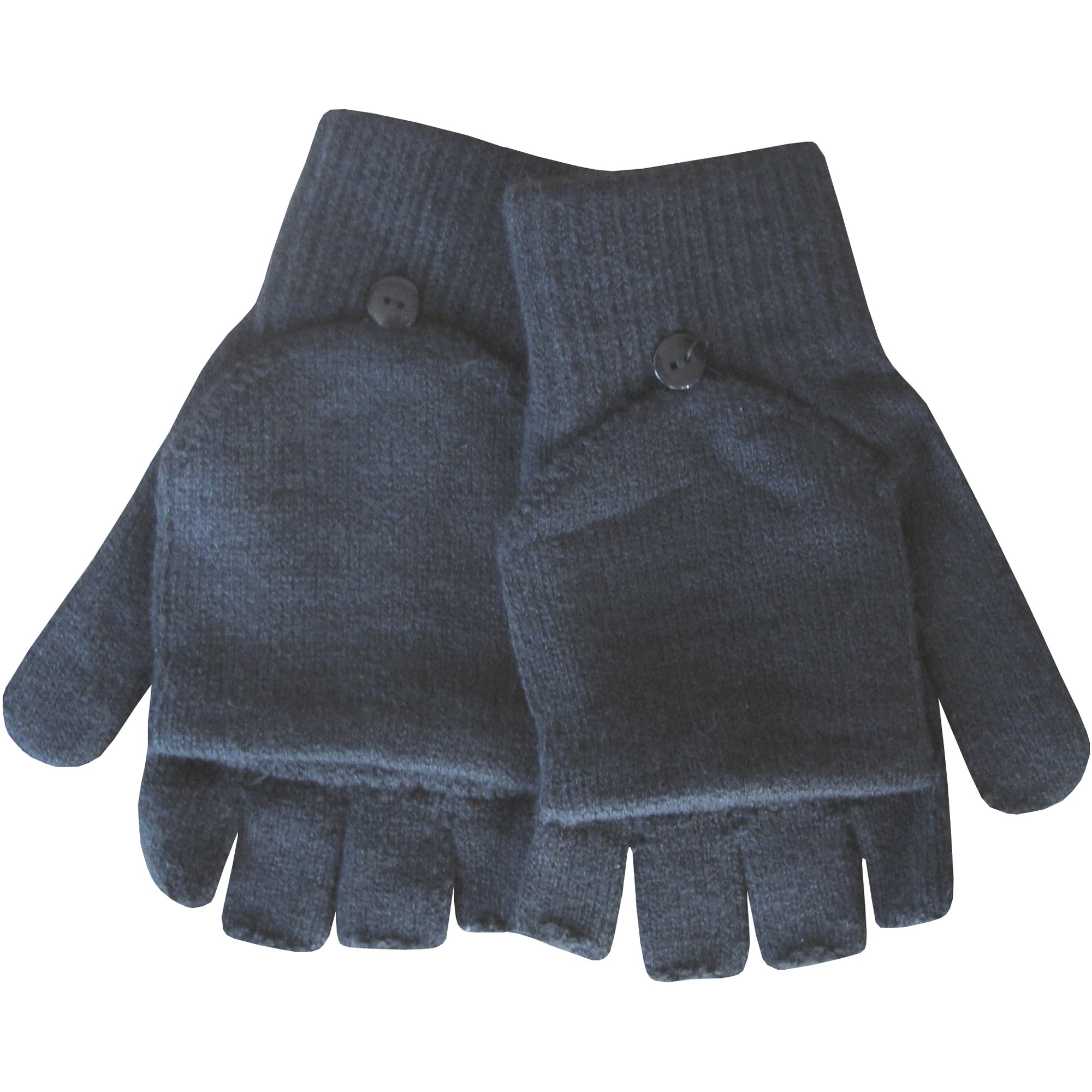TeddyT's Mens' Winter Thermal Knit Magic 2 in 1 Combo Fingerless Gloves & Mittens (Grey)