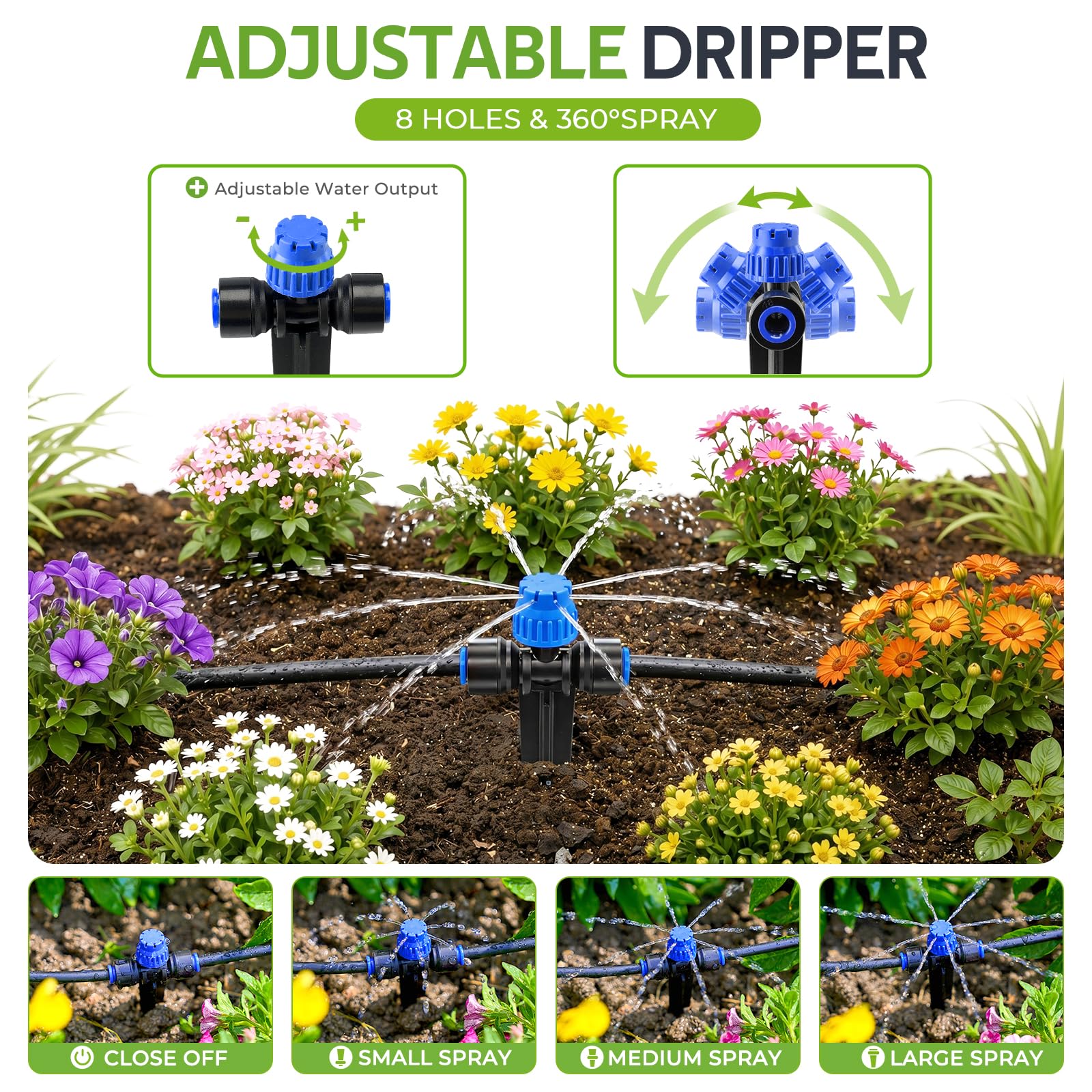 HIRALIY Kits de riego automático por goteo de 50 pies con temporizador de jardín, sistema de riego de jardín para patio, césped, diseño de conector rápido, kit de sistema de riego con temporizador de